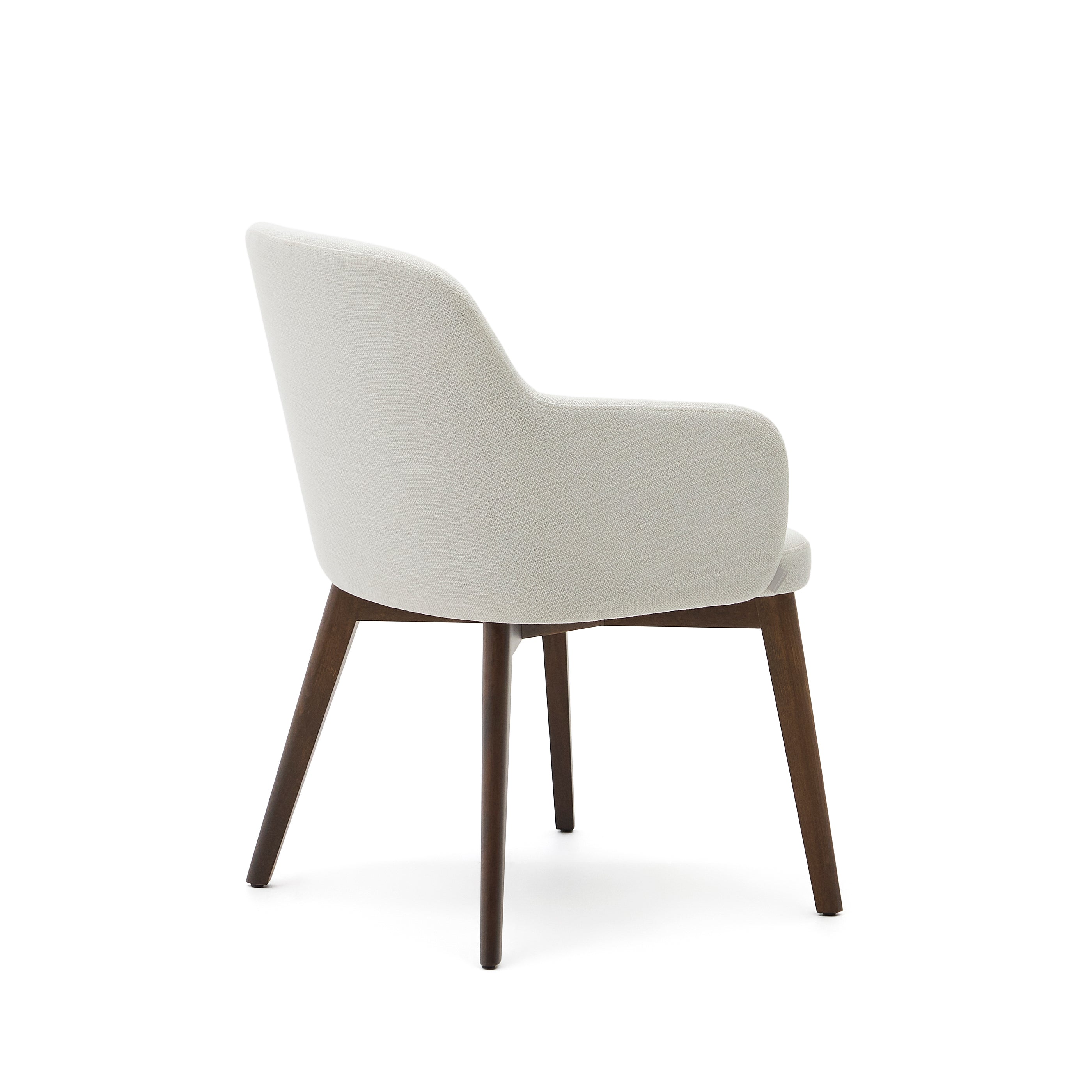 Nelida chair in beige chenille and solid beech wood in a walnut finish FSC 100% - Product Image