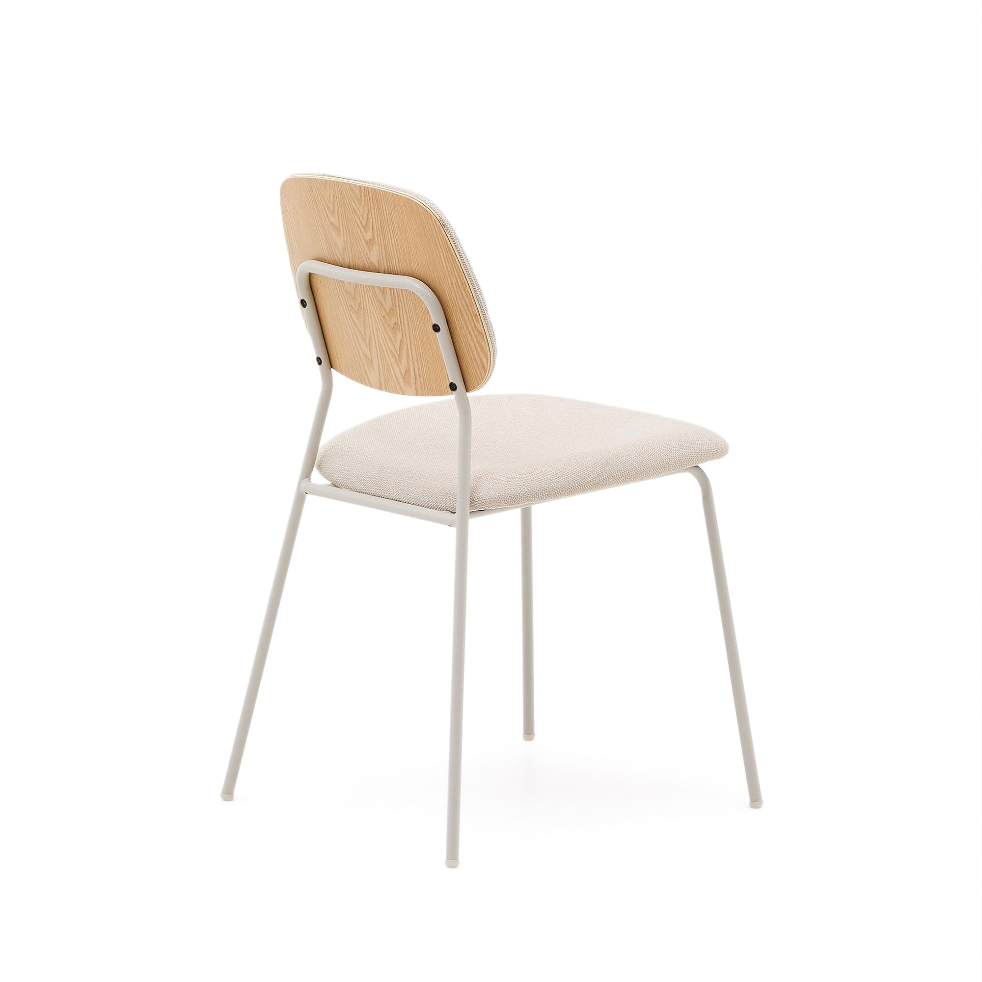 Benilda folding beige chair with oak veneer and steel in beige color, FSC Mix Credit