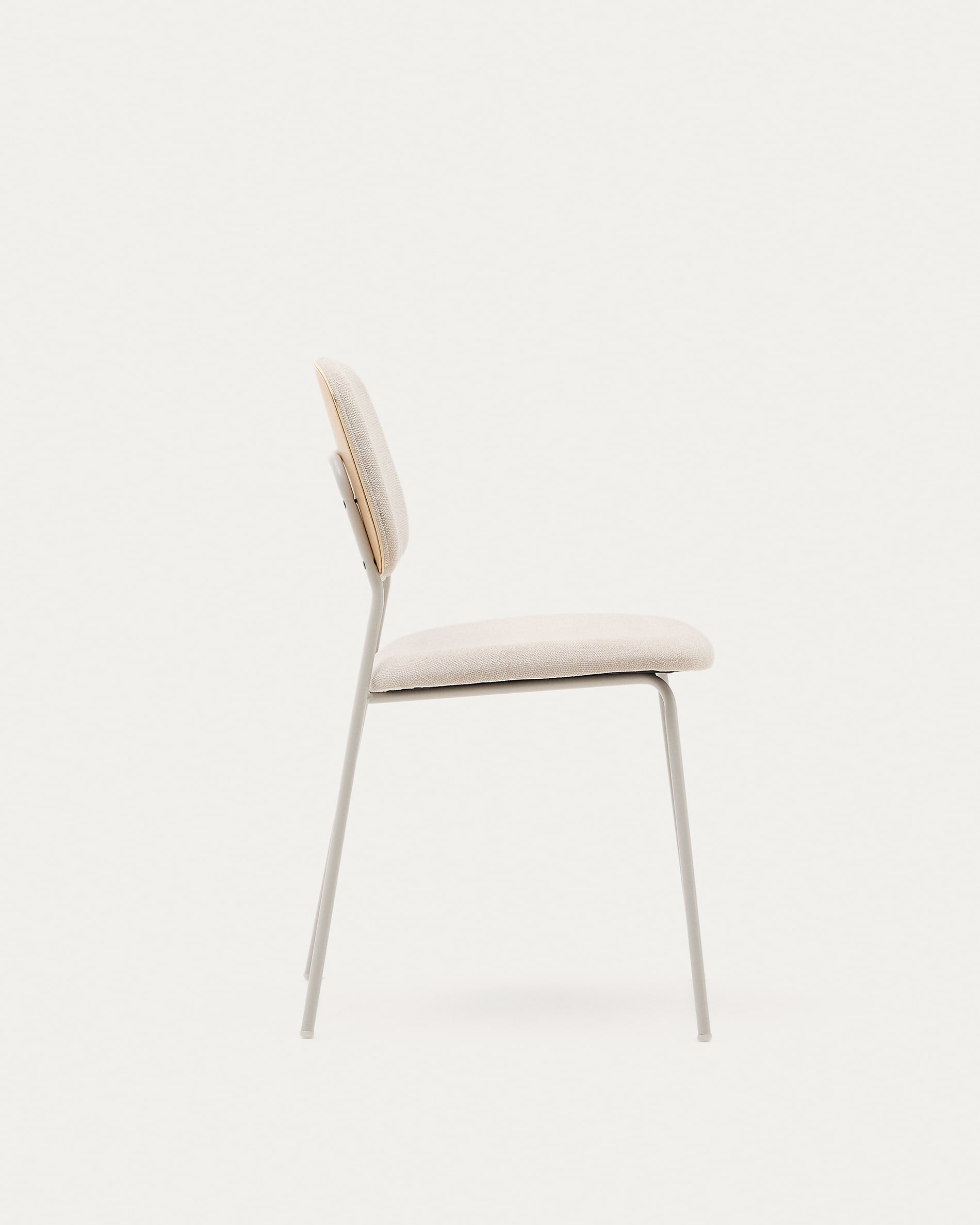 Benilda folding beige chair with oak veneer and steel in beige color, FSC Mix Credit