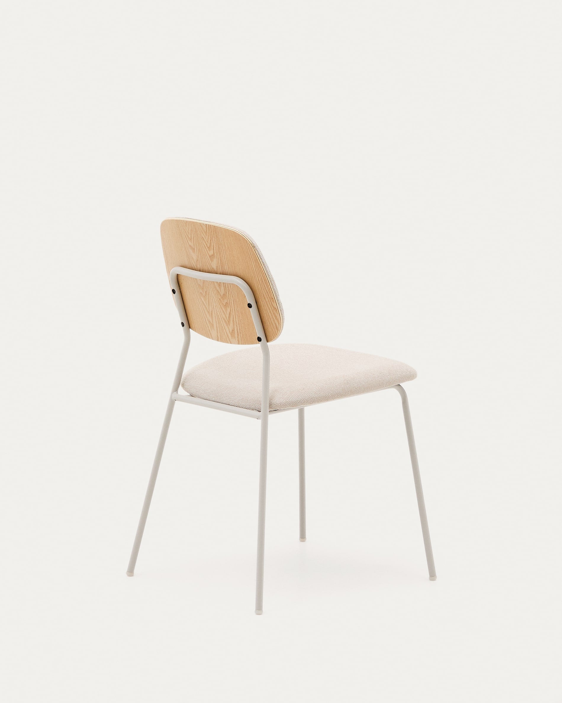 Benilda folding beige chair with oak veneer and steel in beige color, FSC Mix Credit