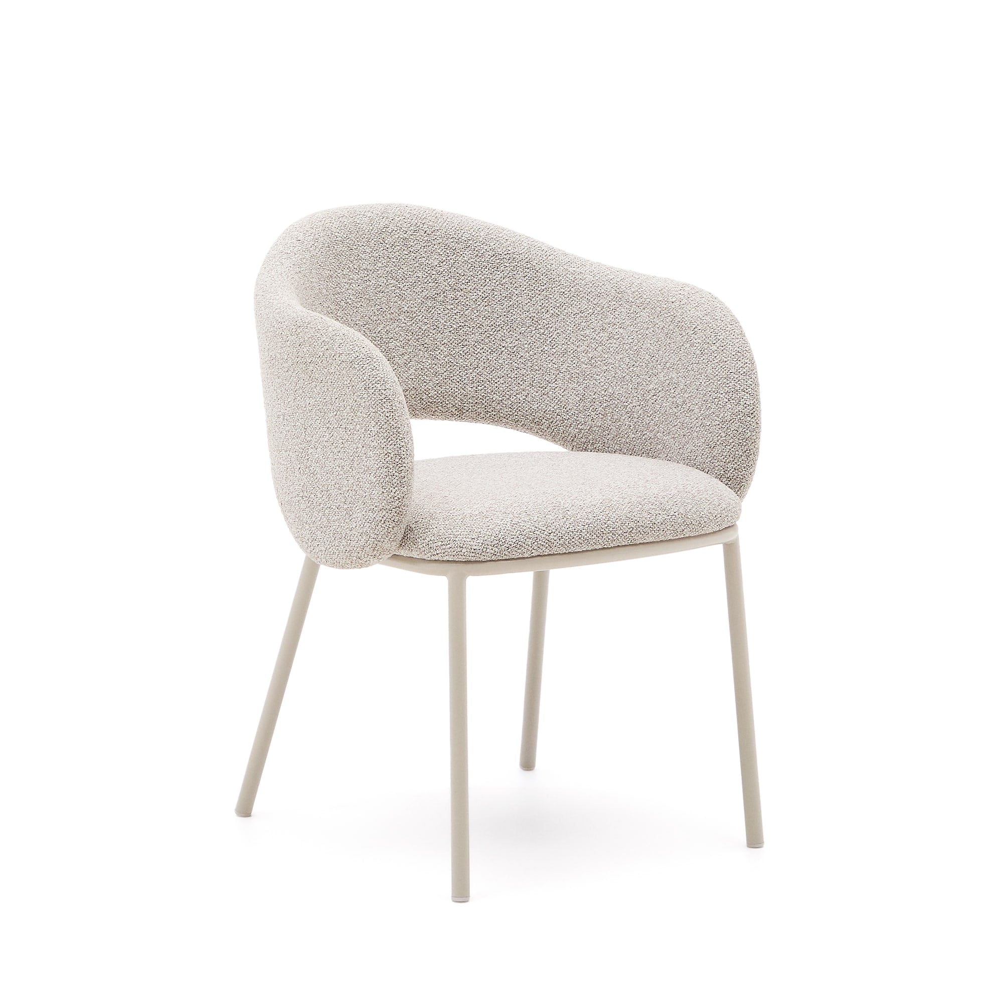 Maina chair with thick beige chenille and steel legs with beige finish, FSC Mix Credit