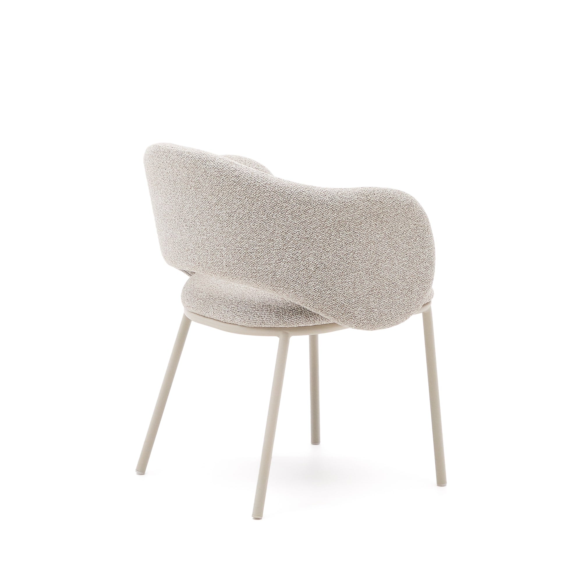 Maina chair with thick beige chenille and steel legs with beige finish, FSC Mix Credit