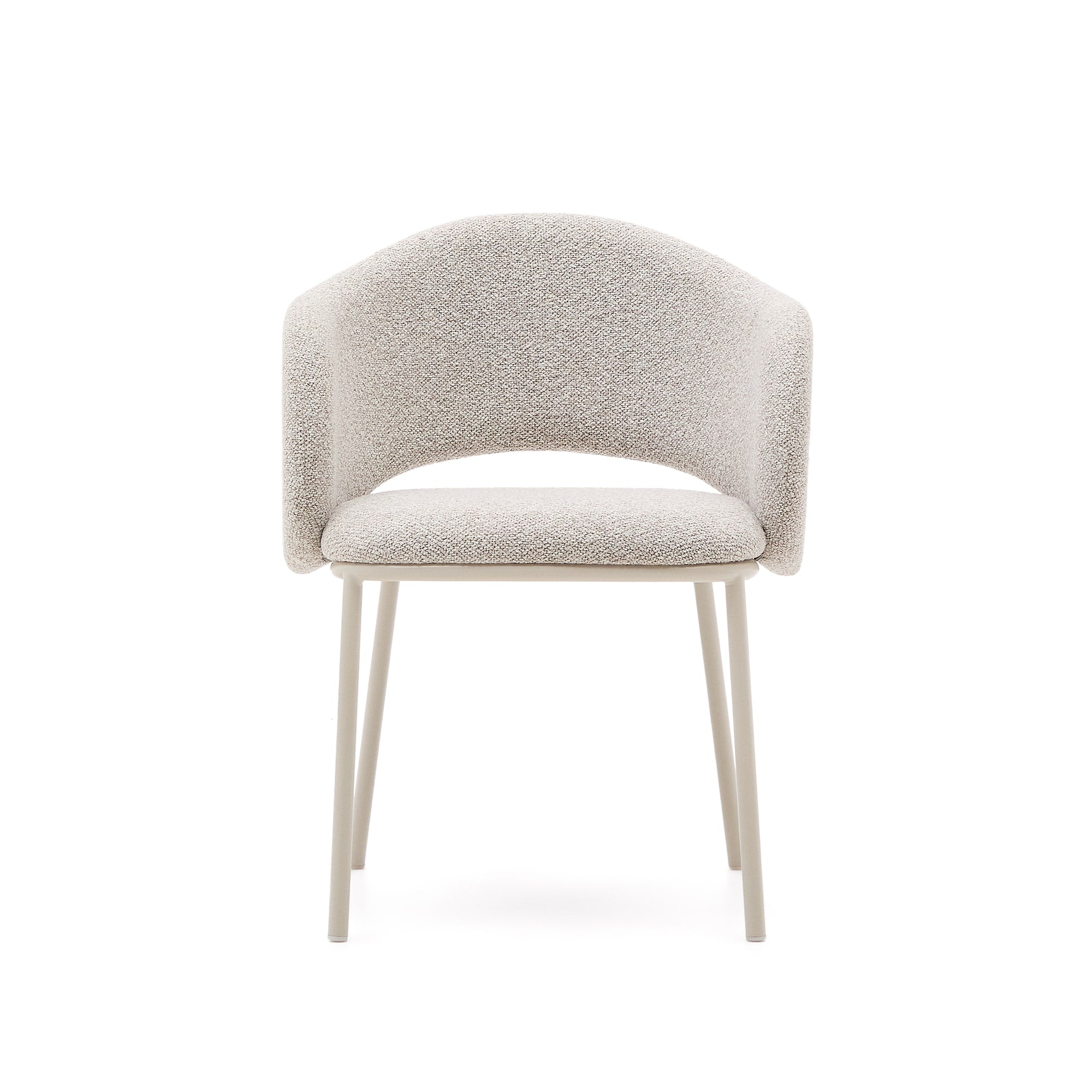 Maina chair with thick beige chenille and steel legs with beige finish, FSC Mix Credit