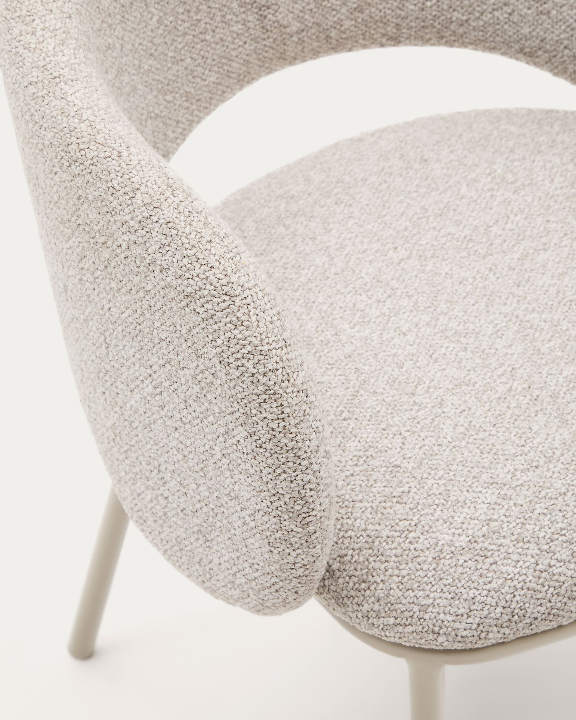 Maina chair with thick beige chenille and steel legs with beige finish, FSC Mix Credit