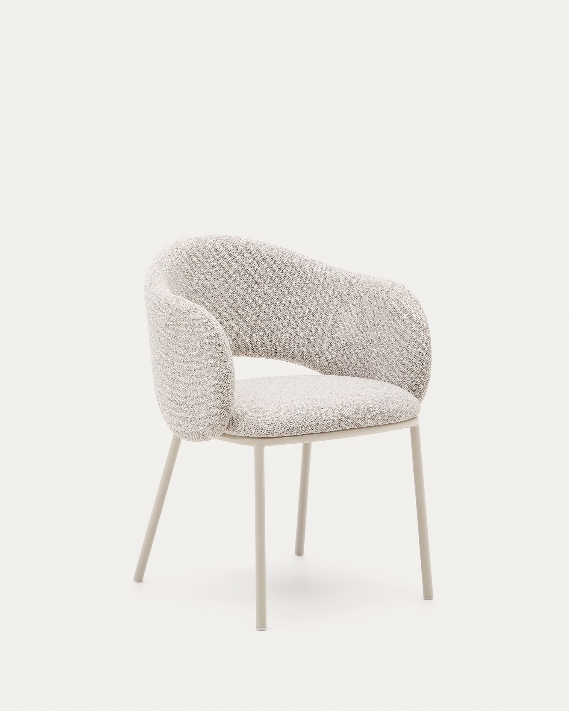 Maina chair with thick beige chenille and steel legs with beige finish, FSC Mix Credit