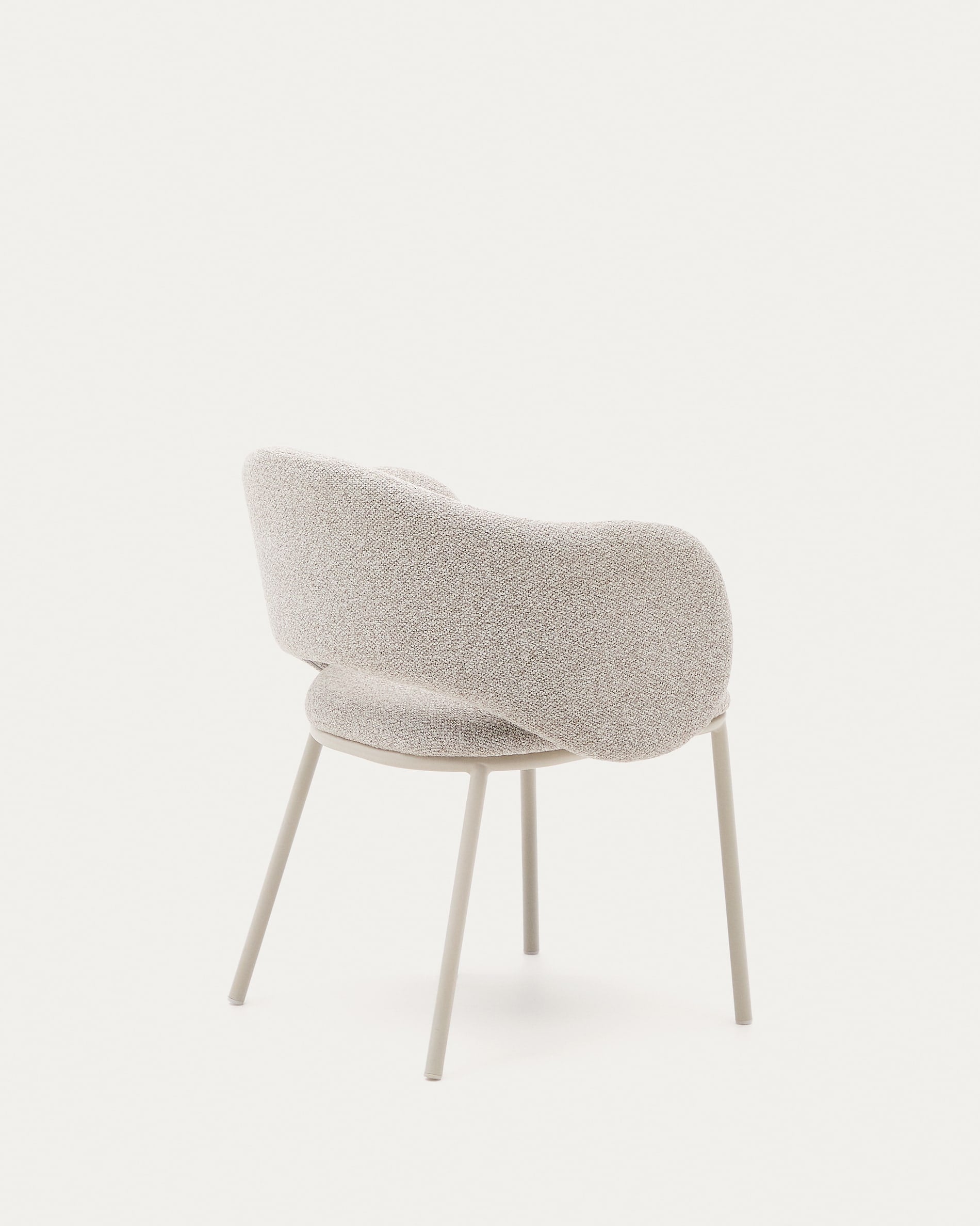 Maina chair with thick beige chenille and steel legs with beige finish, FSC Mix Credit