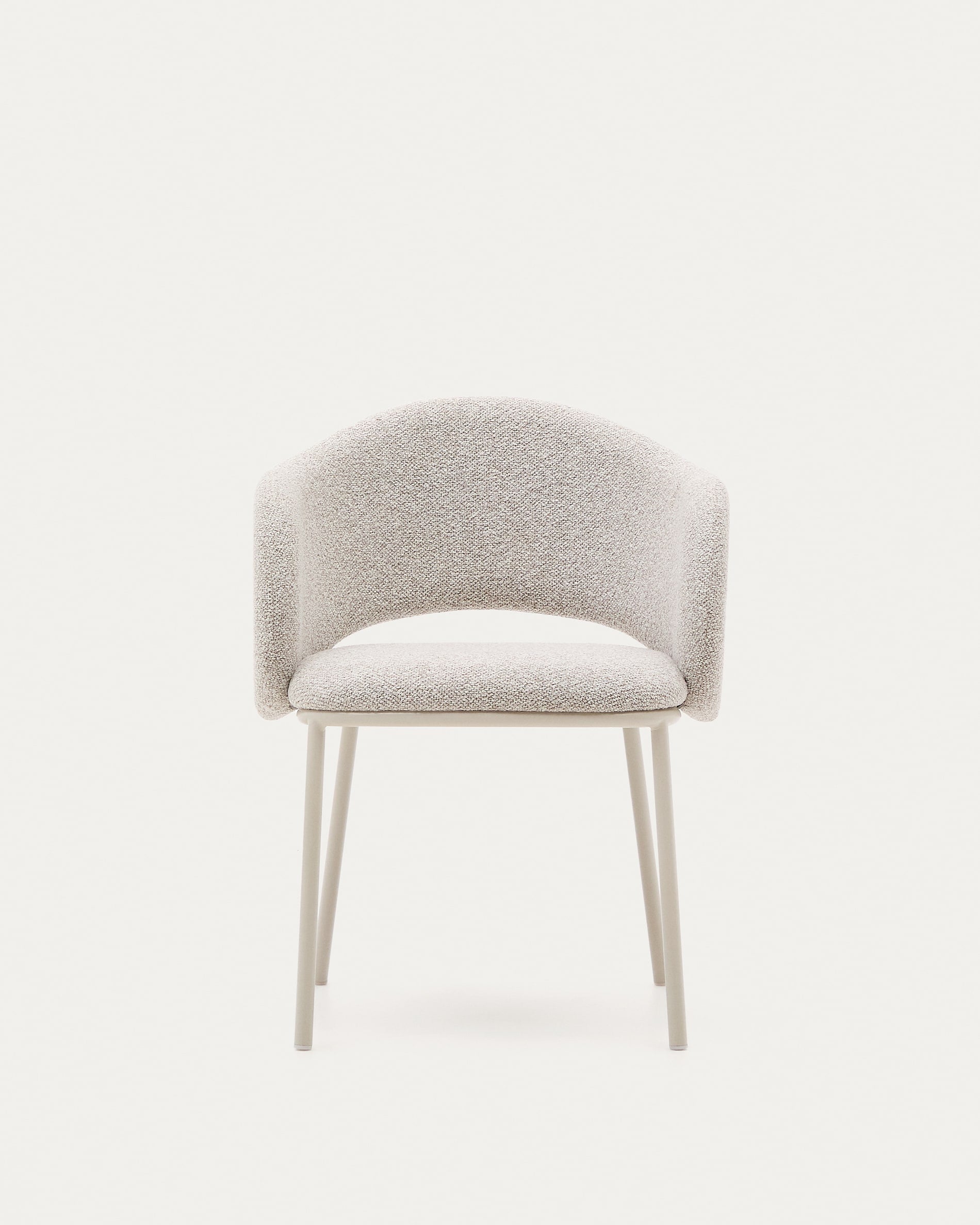 Maina chair with thick beige chenille and steel legs with beige finish, FSC Mix Credit