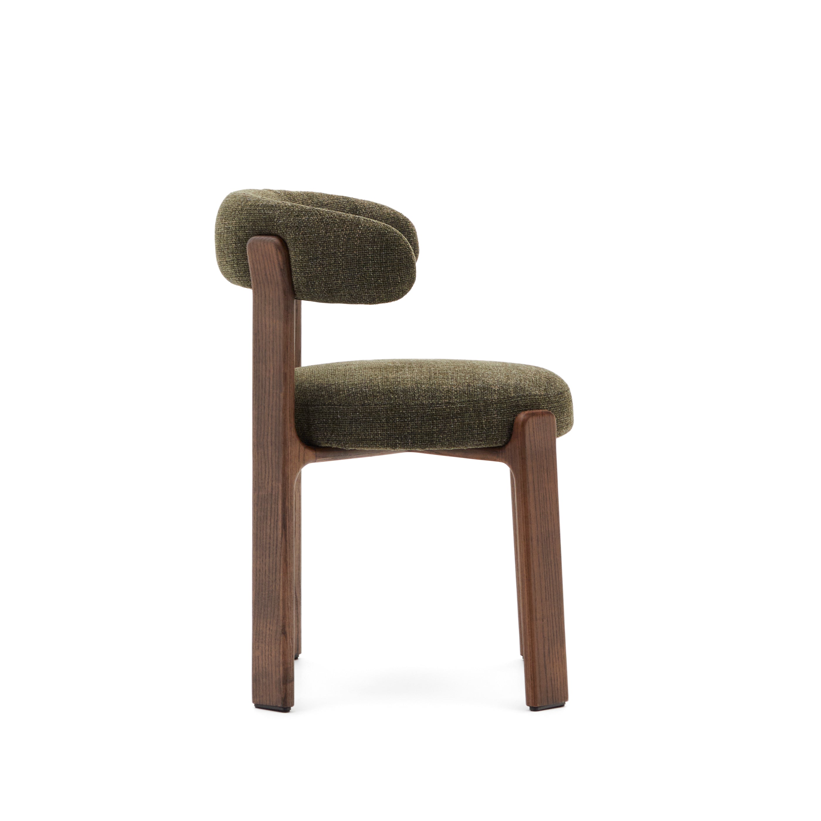 Granite chair in green chenille and with solid ash wood in a walnut finish FSC 100% - Product Image