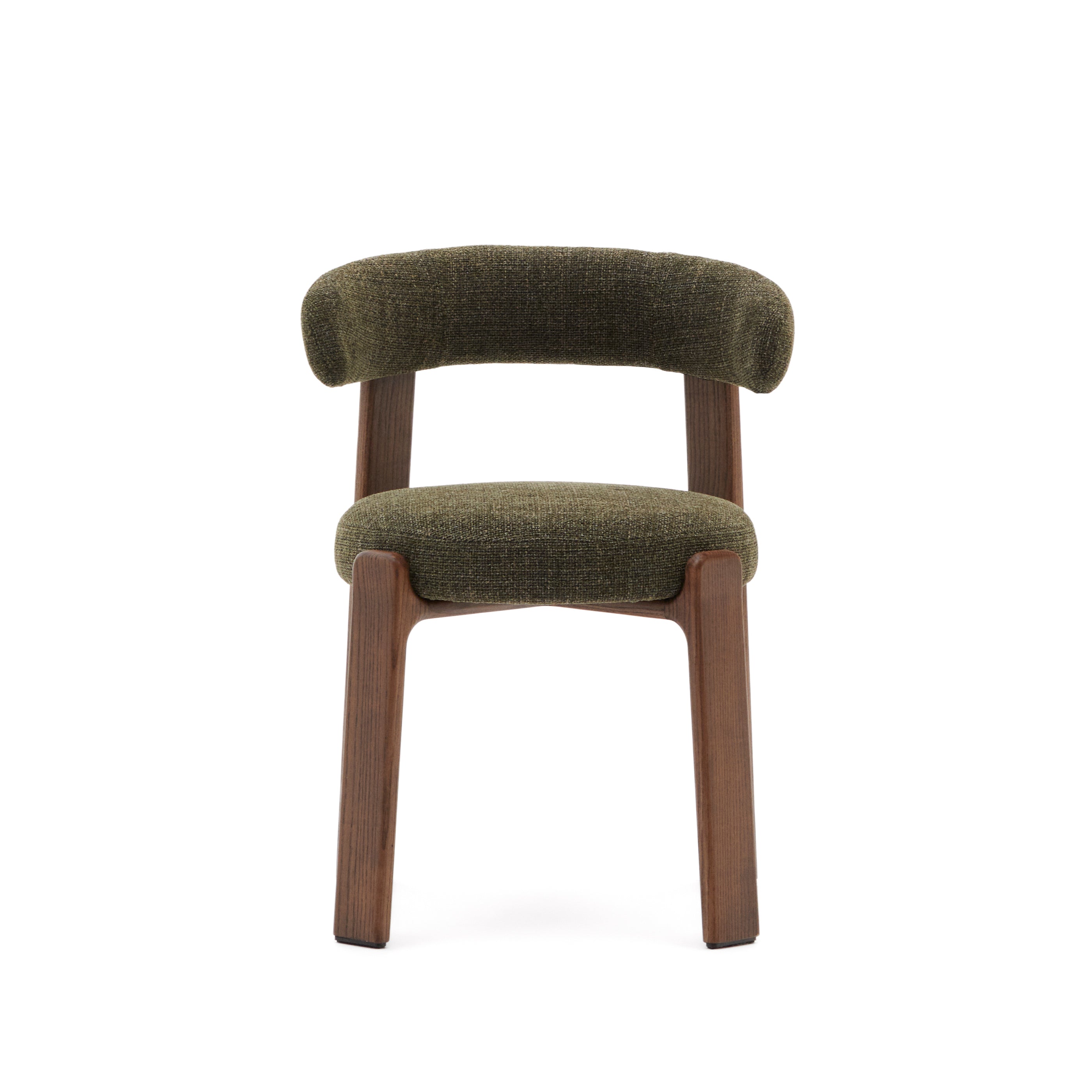 Granite chair in green chenille and with solid ash wood in a walnut finish FSC 100% - Product Image