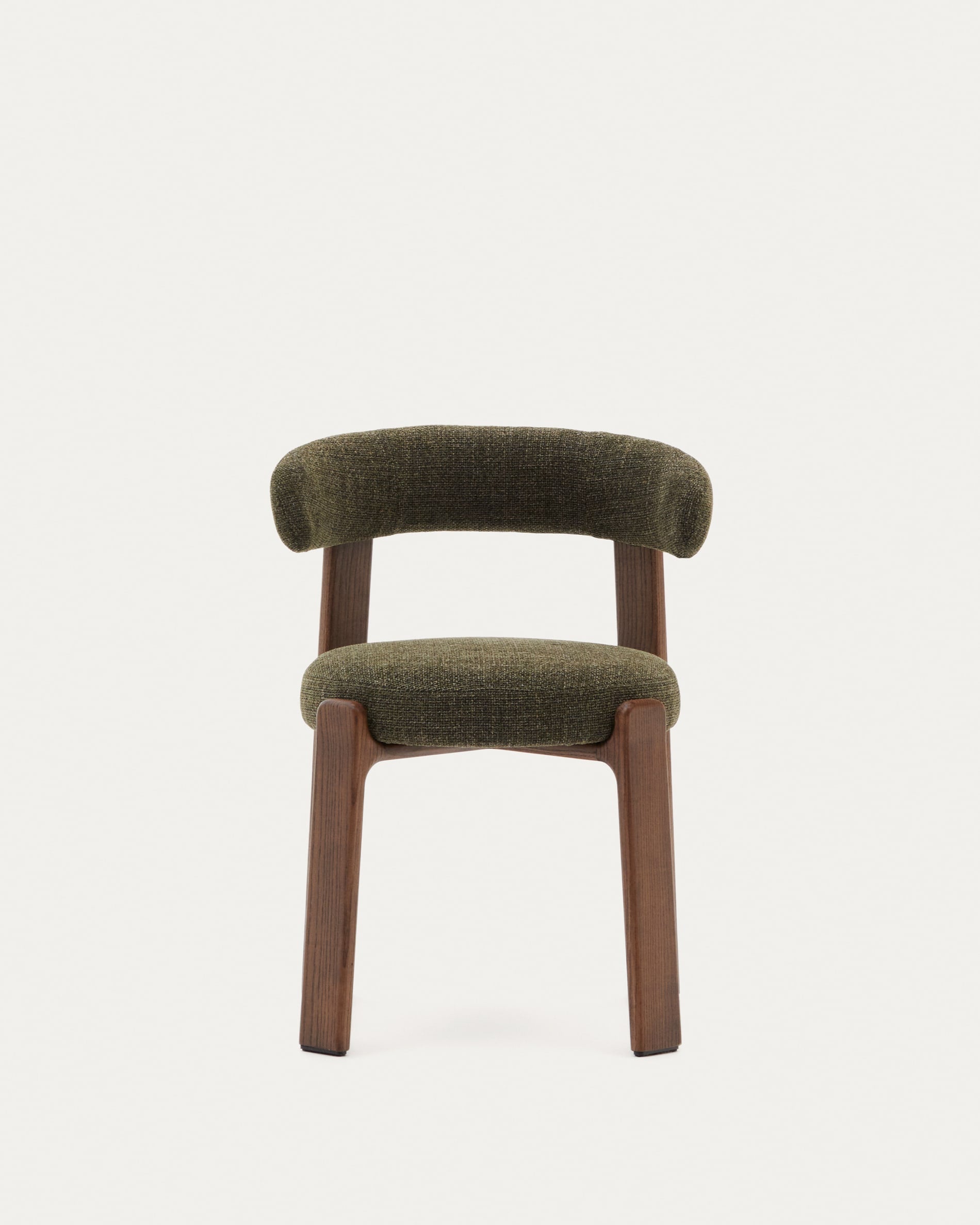 Granite chair with green upholstery and solid ash wood with walnut finish, FSC 100%