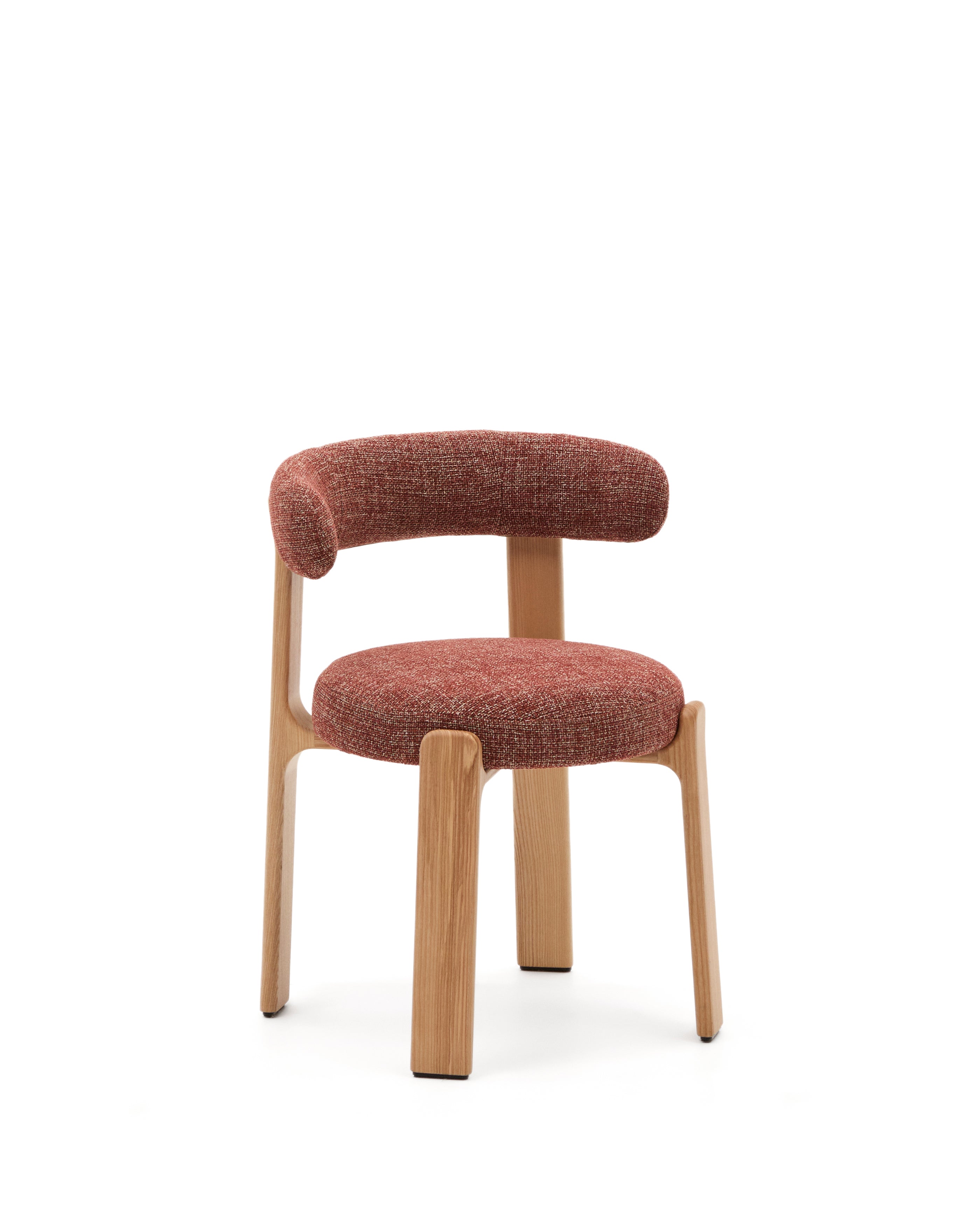 Granite chair  terracotta-coloured chenille and solid ash wood in a natural tone finish FSC 100% - Product Image