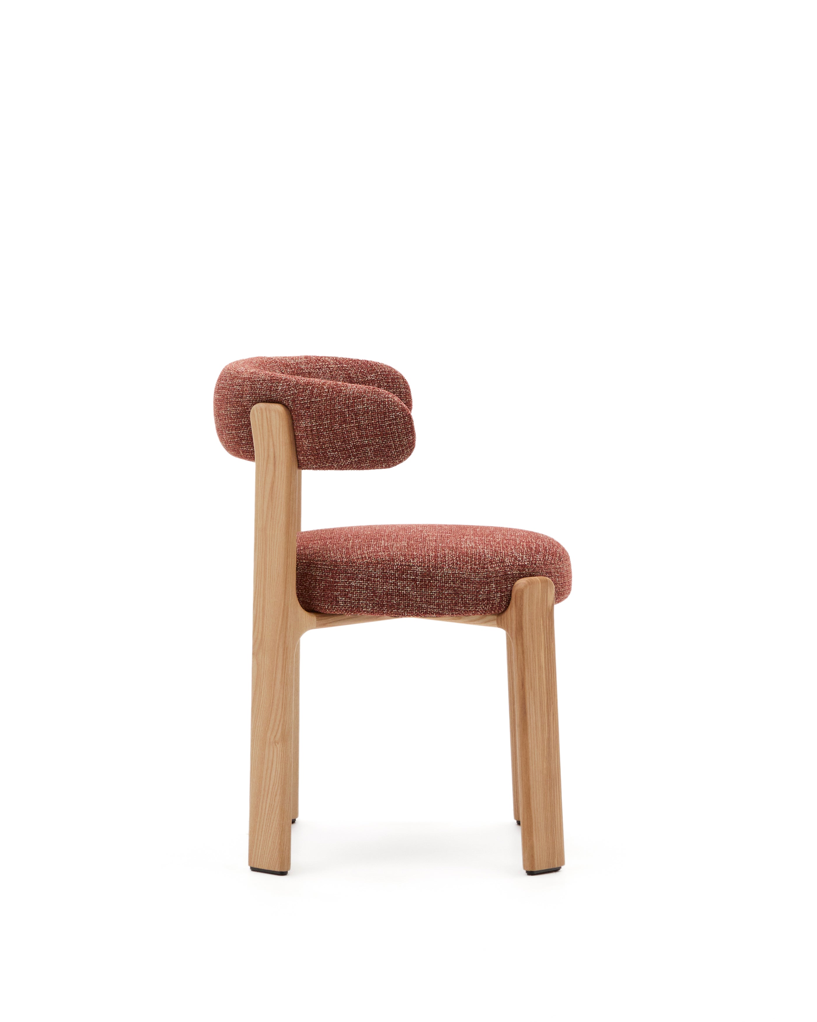 Granite chair  terracotta-coloured chenille and solid ash wood in a natural tone finish FSC 100% - Product Image