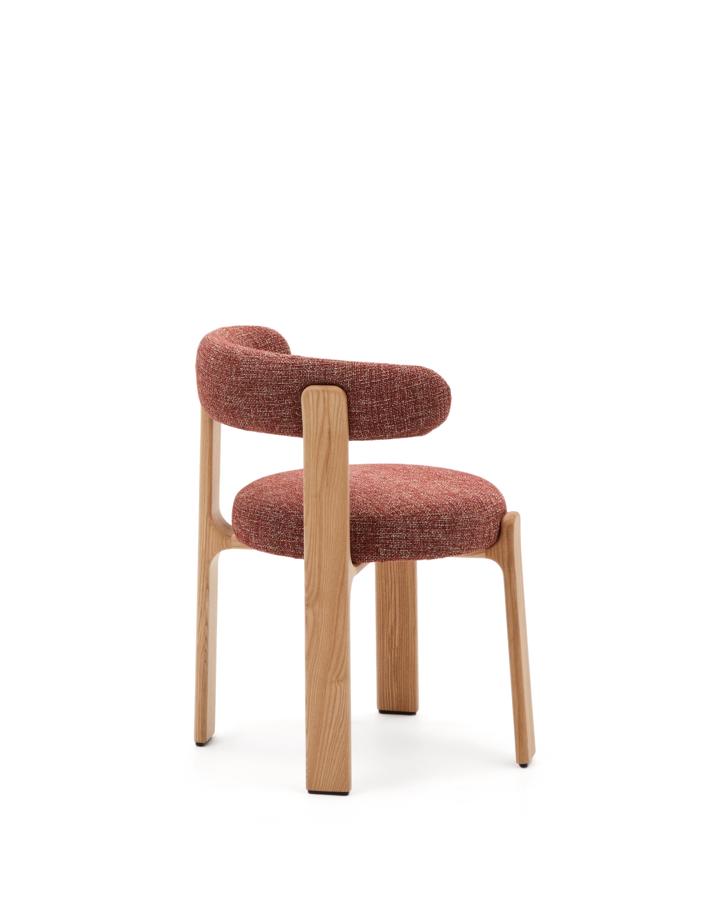 Granite chair  terracotta-coloured chenille and solid ash wood in a natural tone finish FSC 100% - Product Image