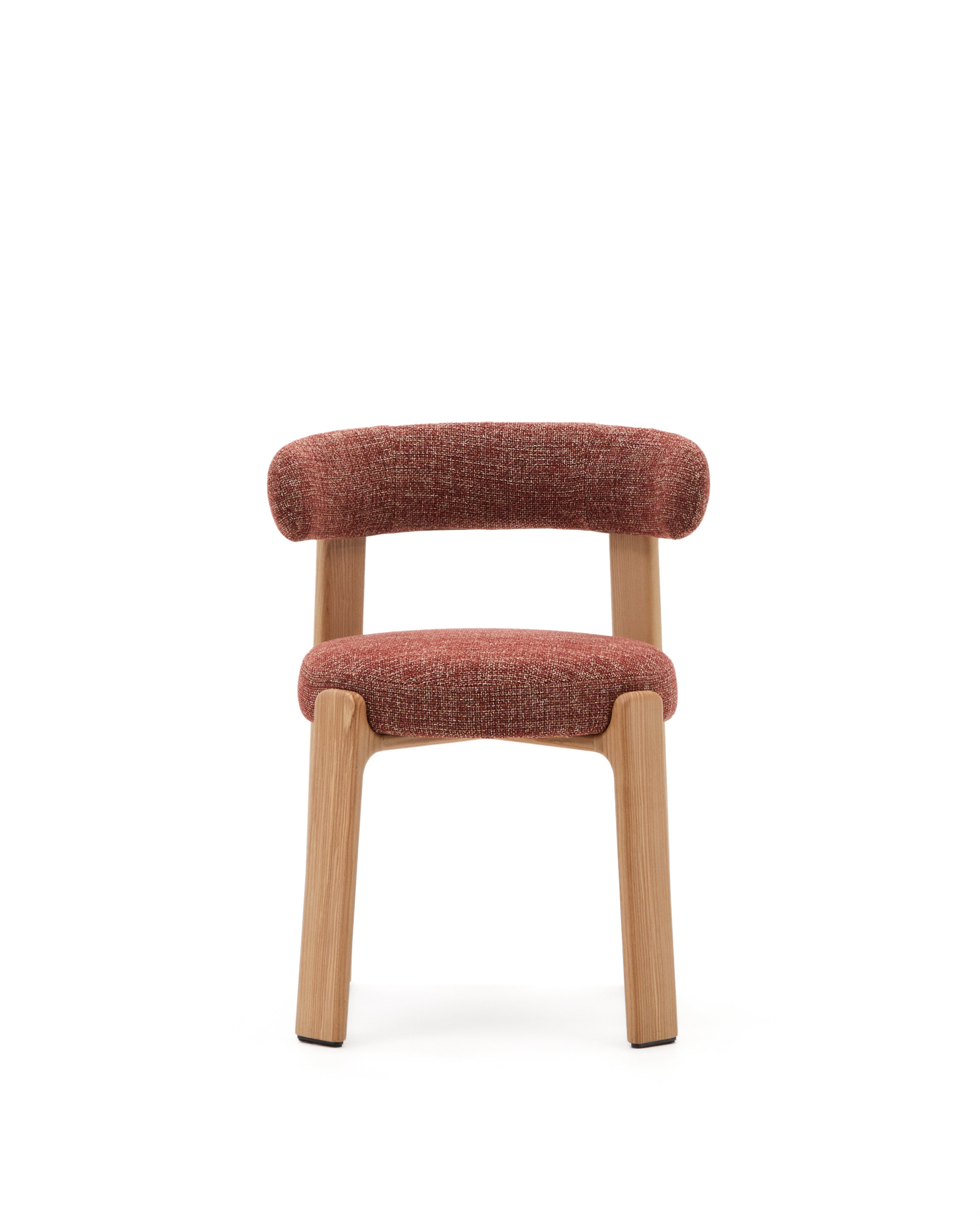Granite chair  terracotta-coloured chenille and solid ash wood in a natural tone finish FSC 100% - Product Image