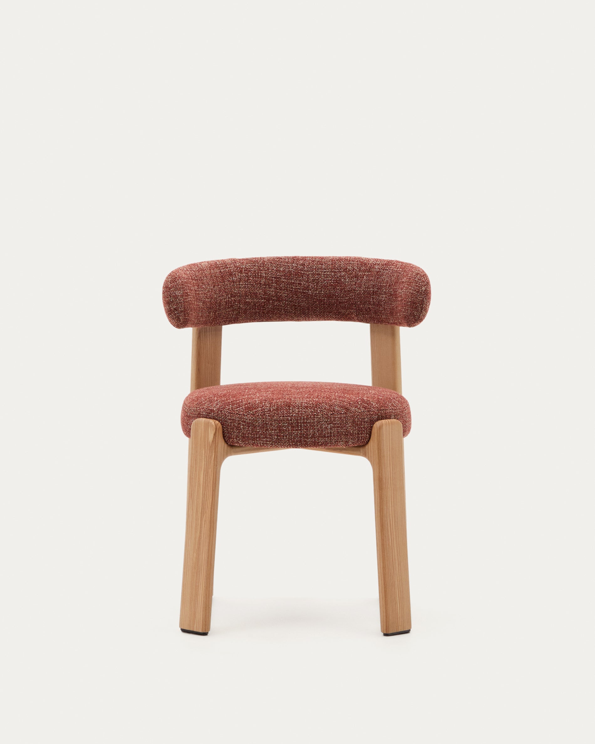 Granite chair  terracotta-coloured chenille and solid ash wood in a natural tone finish FSC 100% - Product View