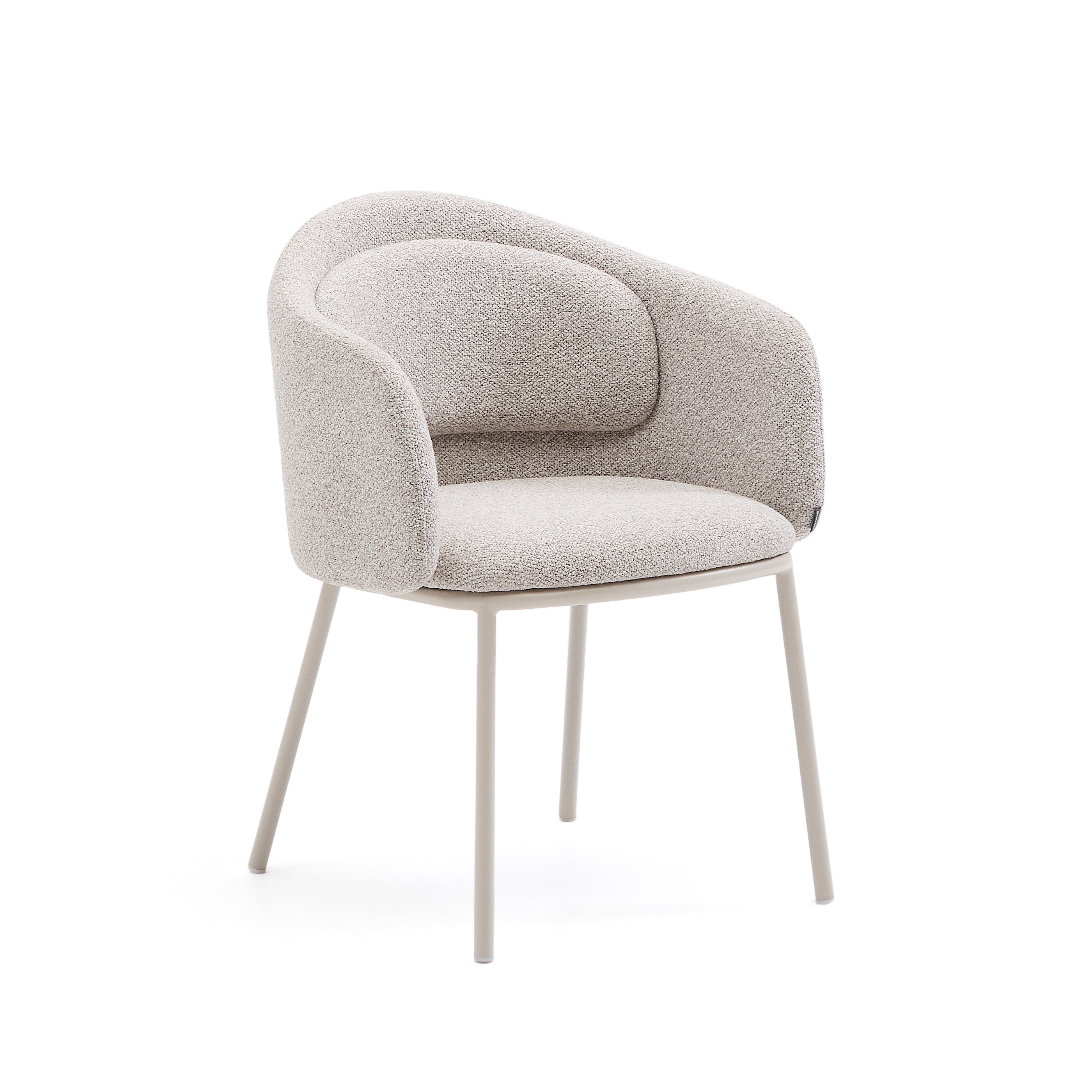 Idaira chair in thick beige chenille and steel legs in a beige finish, FSC Mix Credit - Product Image