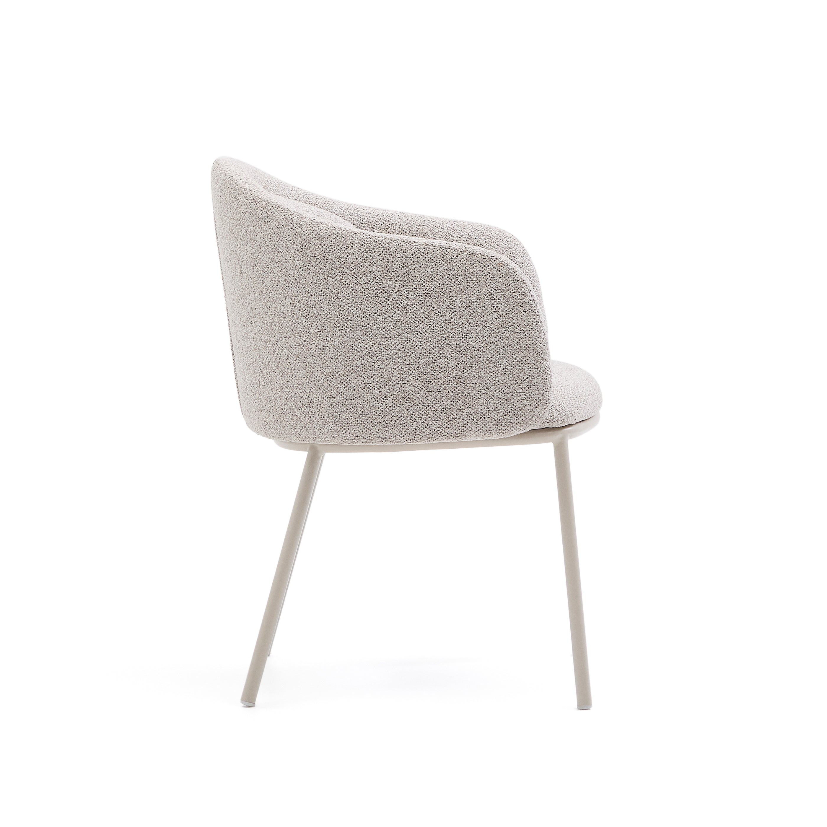 Idaira chair in thick beige chenille and steel legs in a beige finish, FSC Mix Credit - Product Image