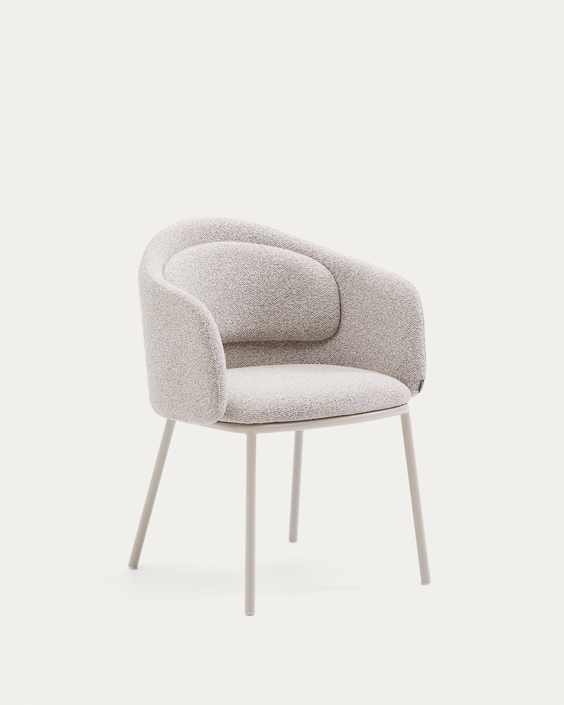 Idaira chair in thick beige chenille and steel legs in a beige finish, FSC Mix Credit - Product View