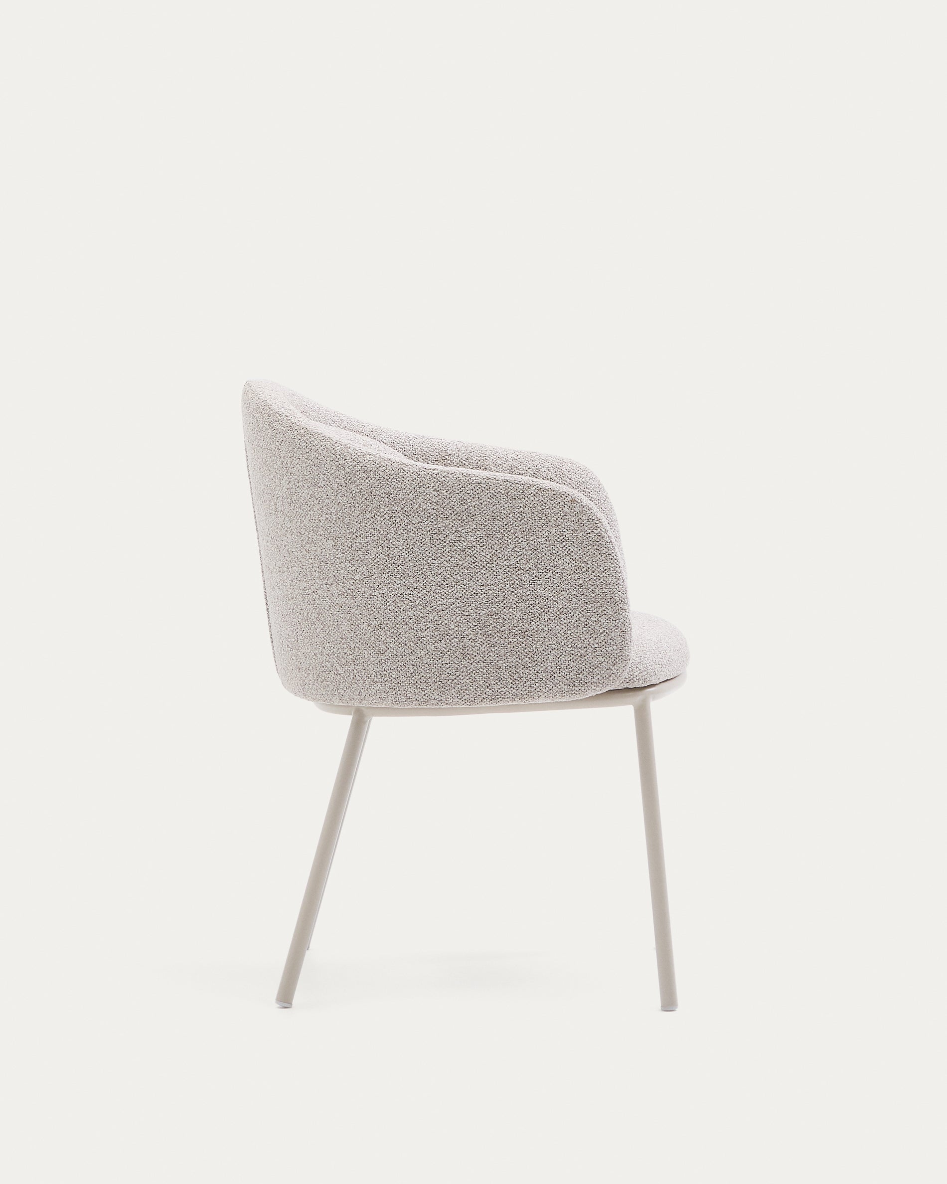 Idaira chair in thick beige chenille and steel legs in a beige finish, FSC Mix Credit - Product View