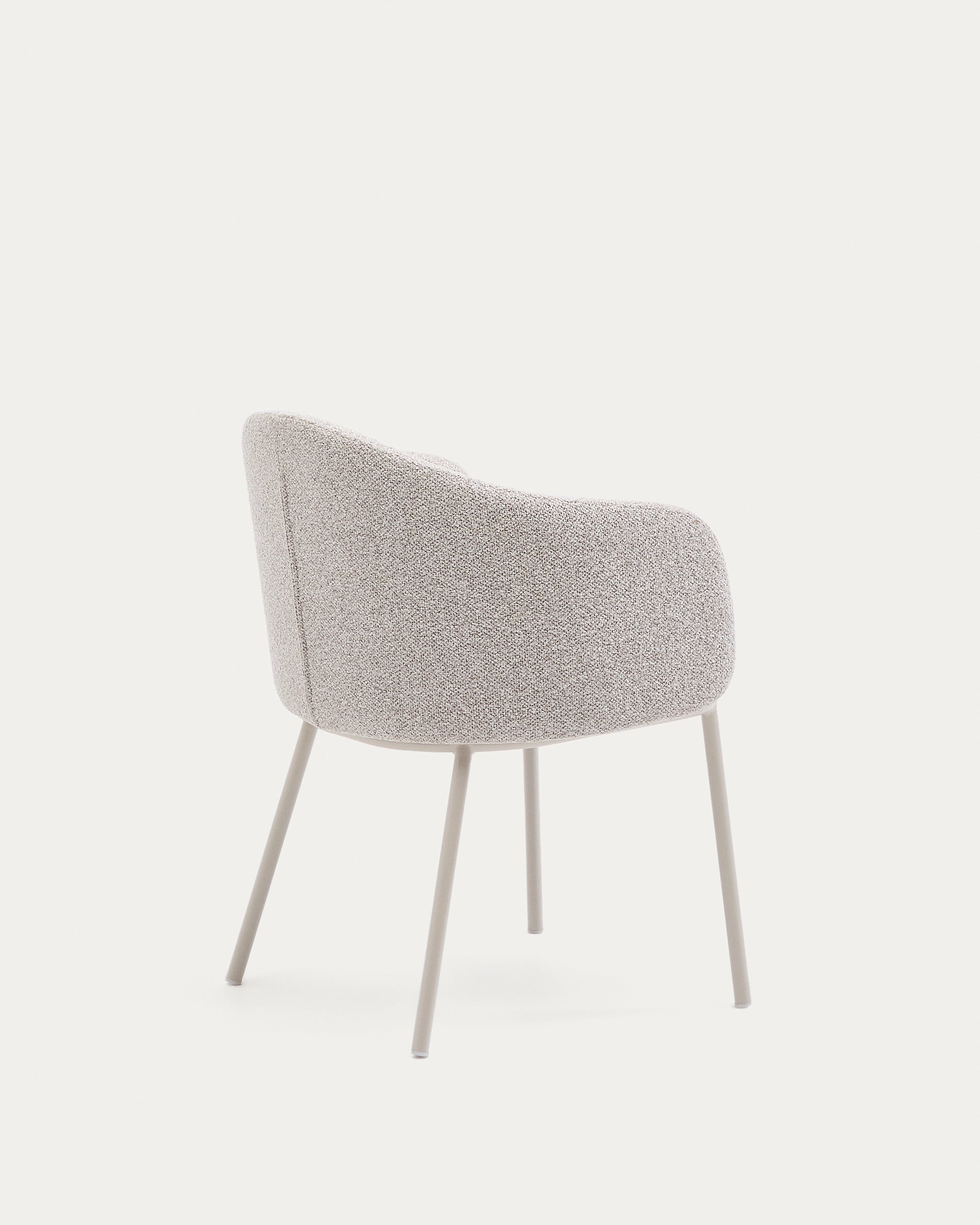 Idaira chair in thick beige chenille and steel legs in a beige finish, FSC Mix Credit - Product View
