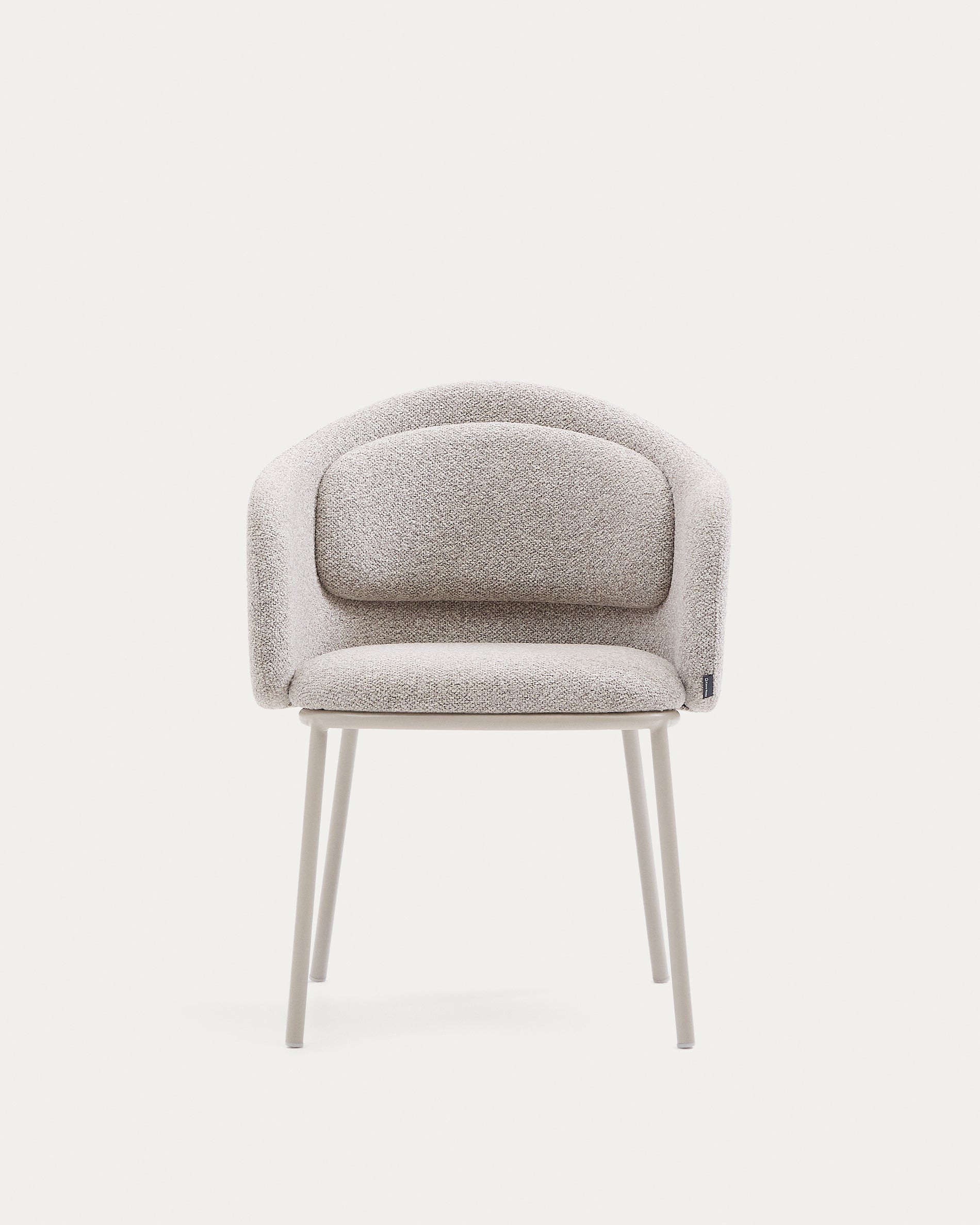 Idaira chair in thick beige chenille and steel legs in a beige finish, FSC Mix Credit - Product View