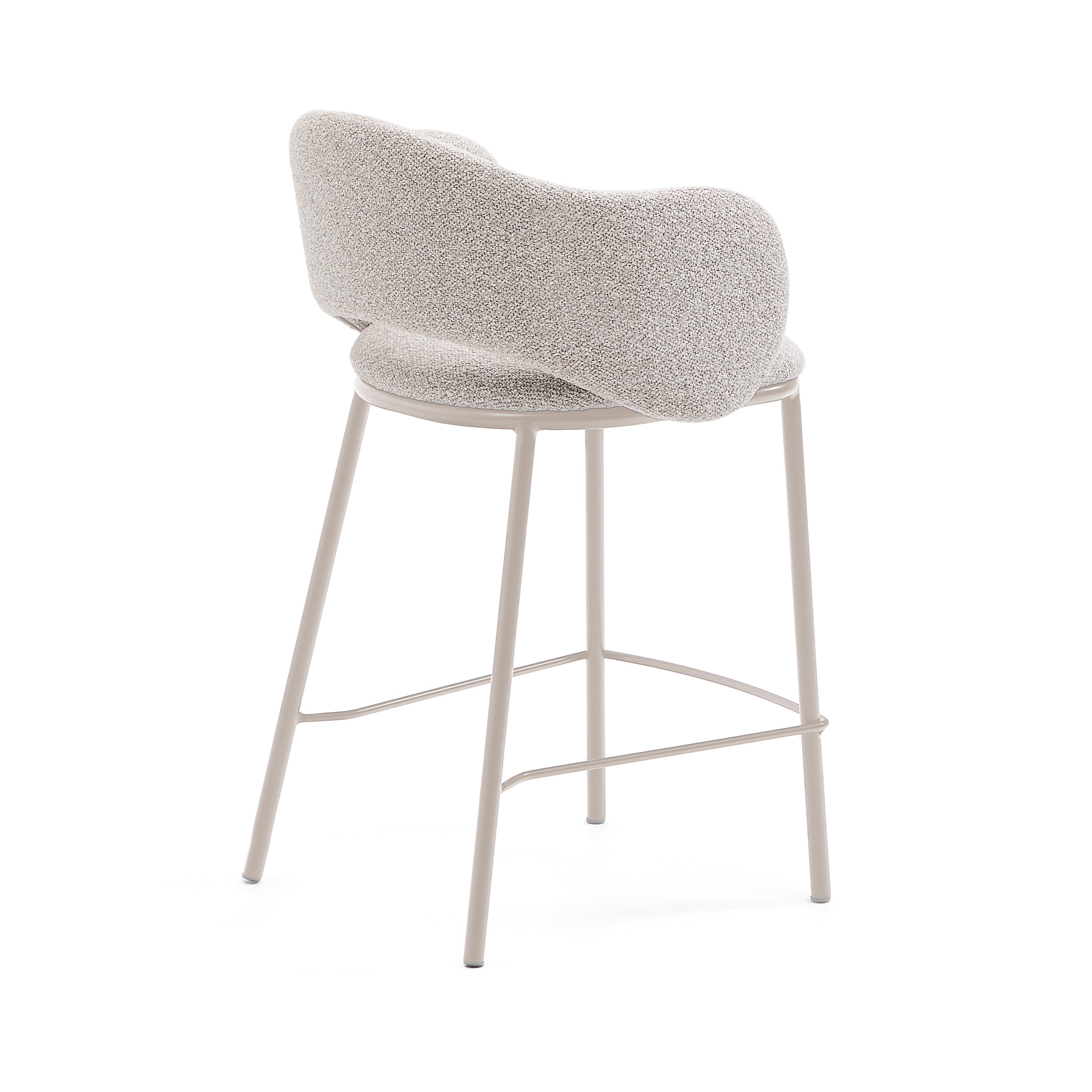 Maina stool in thick beige chenille and steel legs in a beige finish, FSC Mix Credit, 65 cm - Product Image