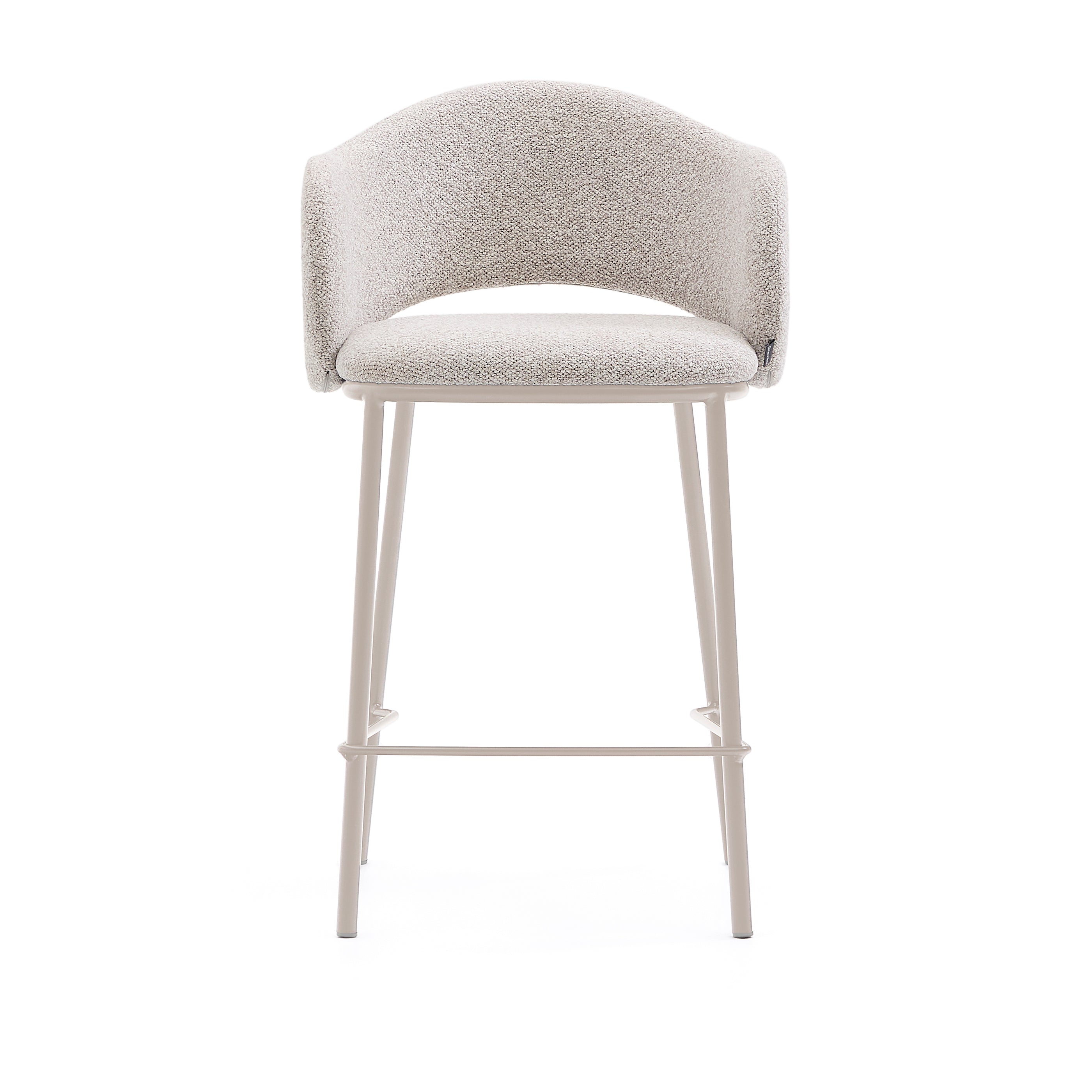 Maina stool in thick beige chenille and steel legs in a beige finish, FSC Mix Credit, 65 cm - Product Image