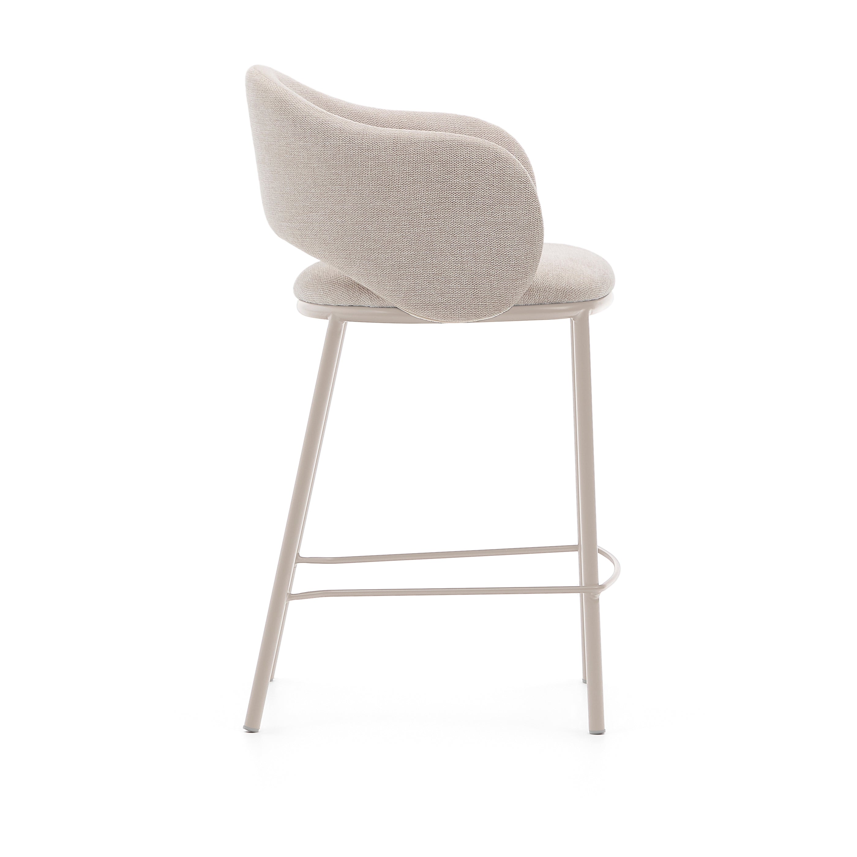 Maina stool in beige chenille and steel legs in a beige finish, FSC Mix Credit, 65 cm - Product Image