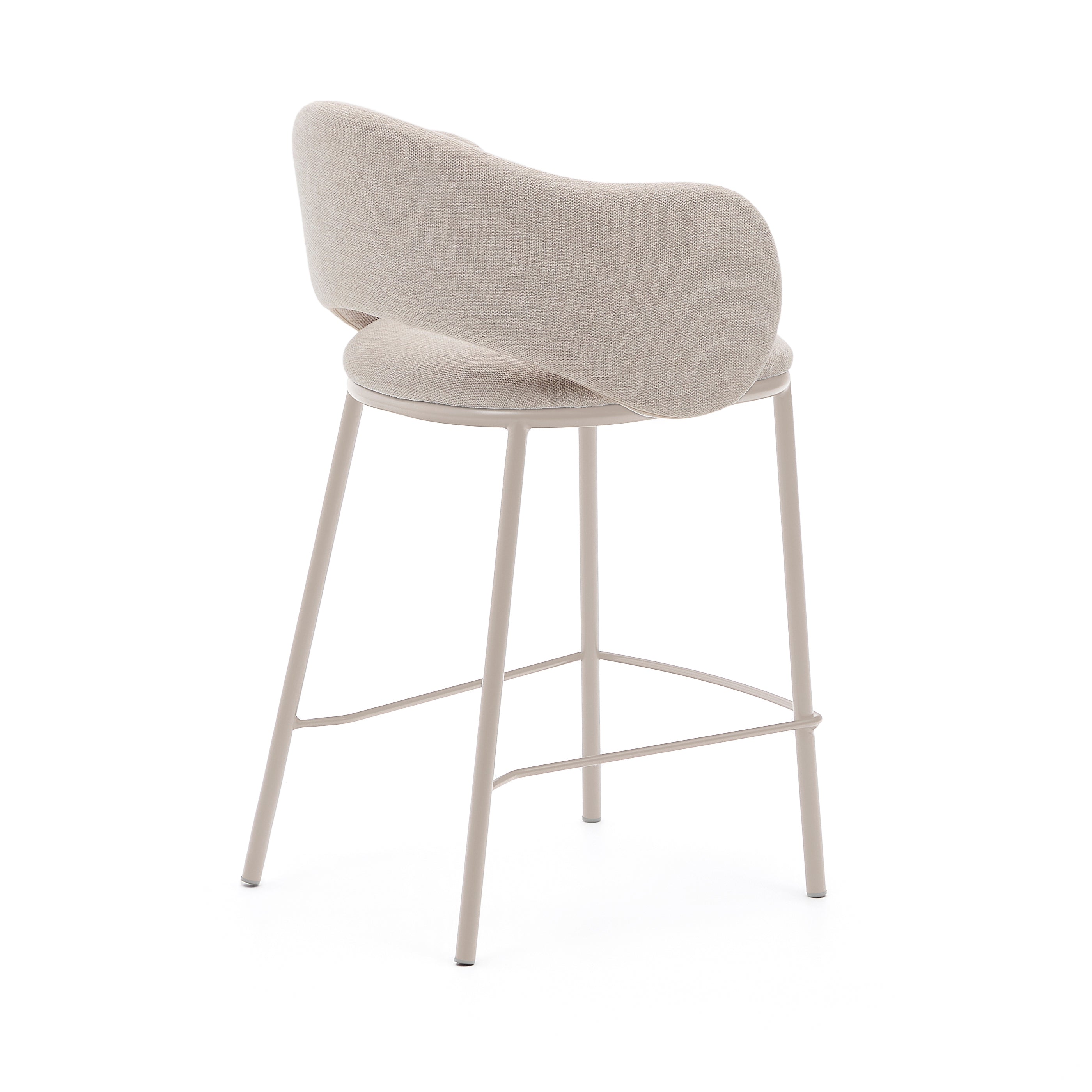 Maina stool in beige chenille and steel legs in a beige finish, FSC Mix Credit, 65 cm - Product Image