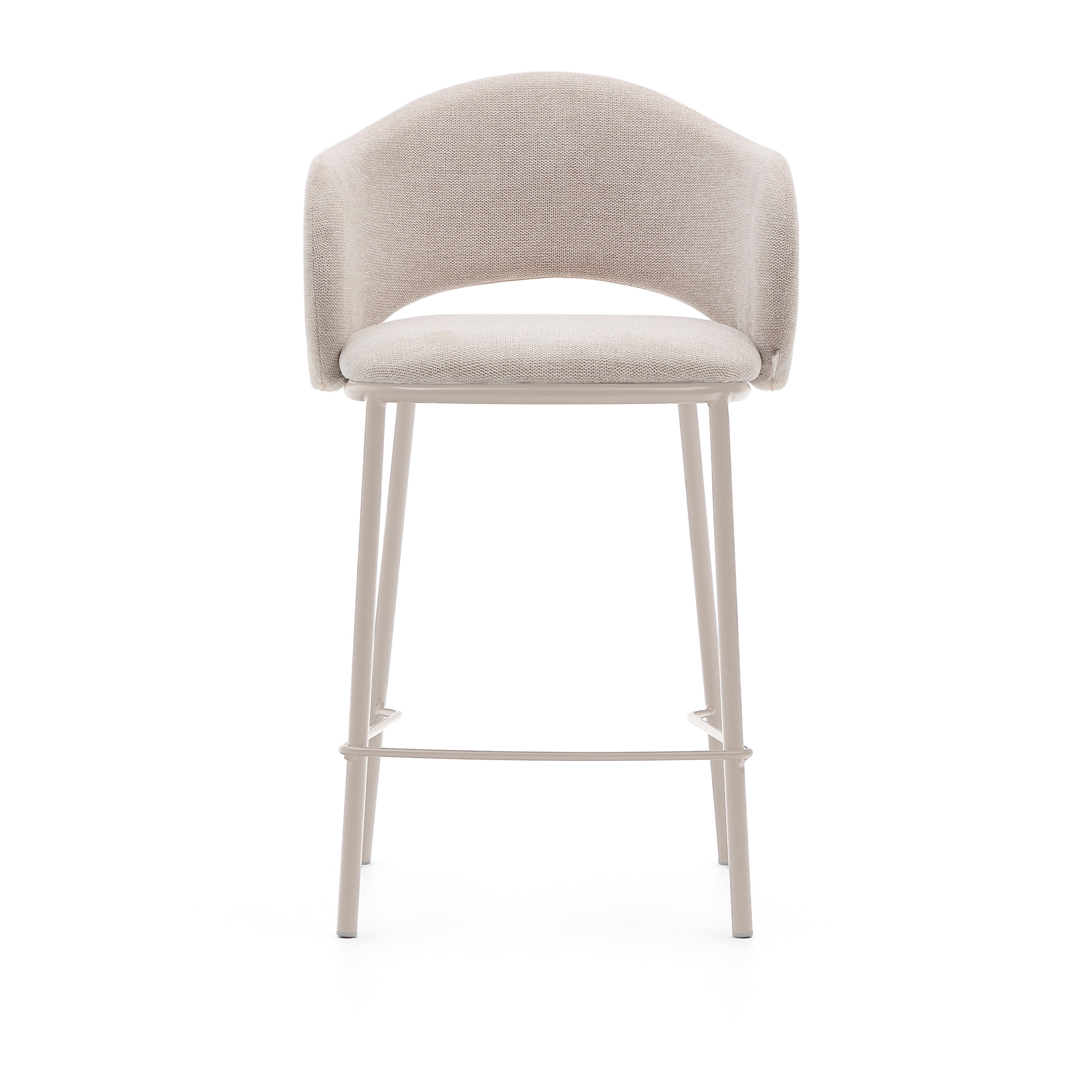 Maina stool in beige chenille and steel legs in a beige finish, FSC Mix Credit, 65 cm - Product Image