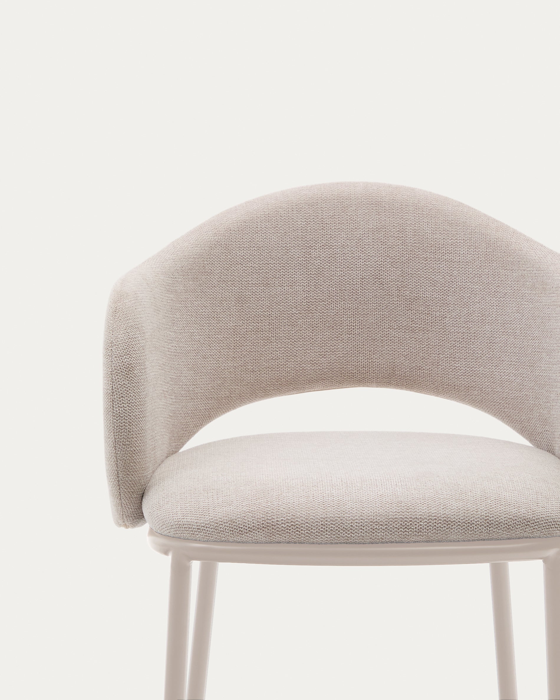Maina stool in beige chenille and steel legs in a beige finish, FSC Mix Credit, 65 cm - Detail