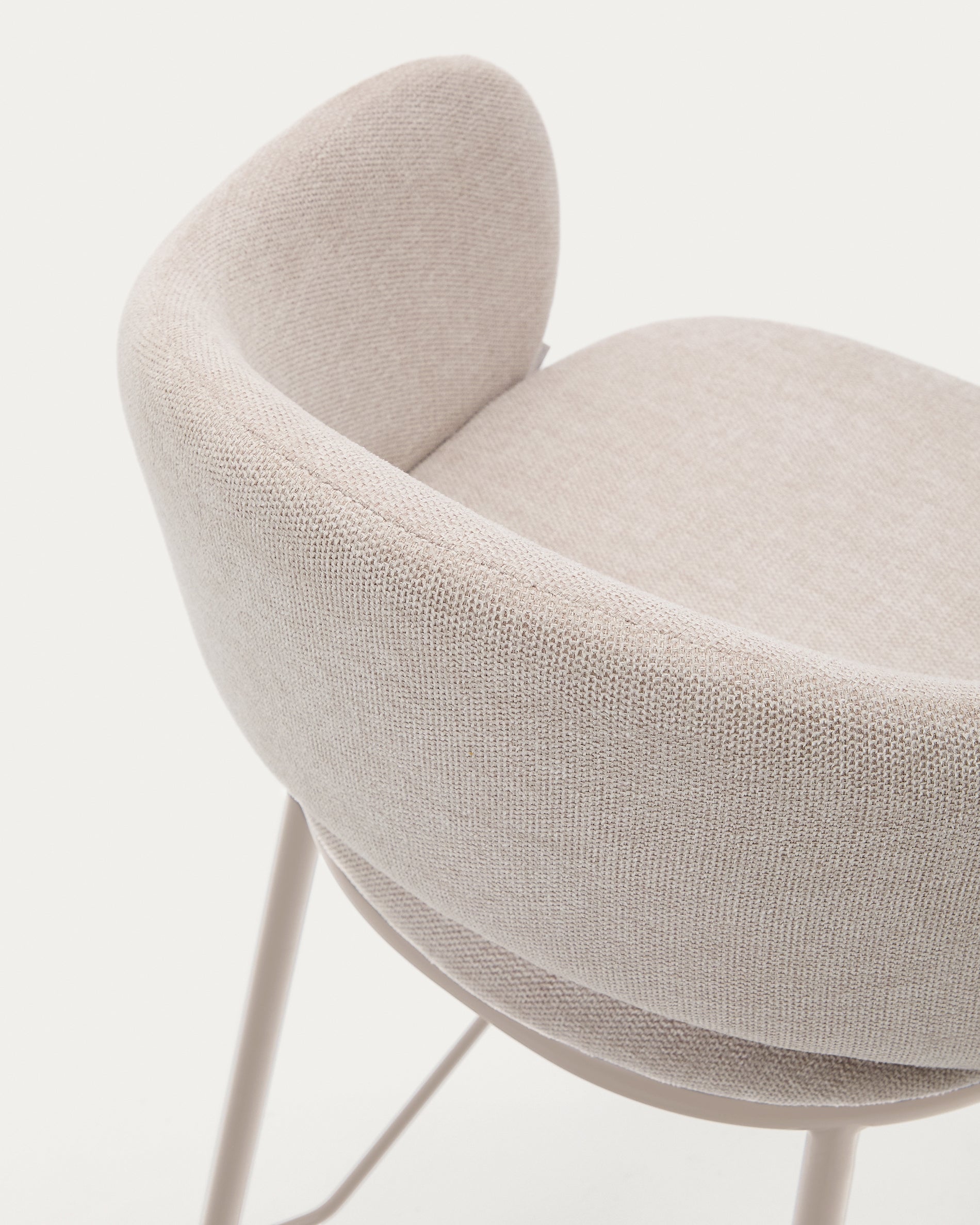 Maina stool in beige chenille and steel legs in a beige finish, FSC Mix Credit, 65 cm - Detail