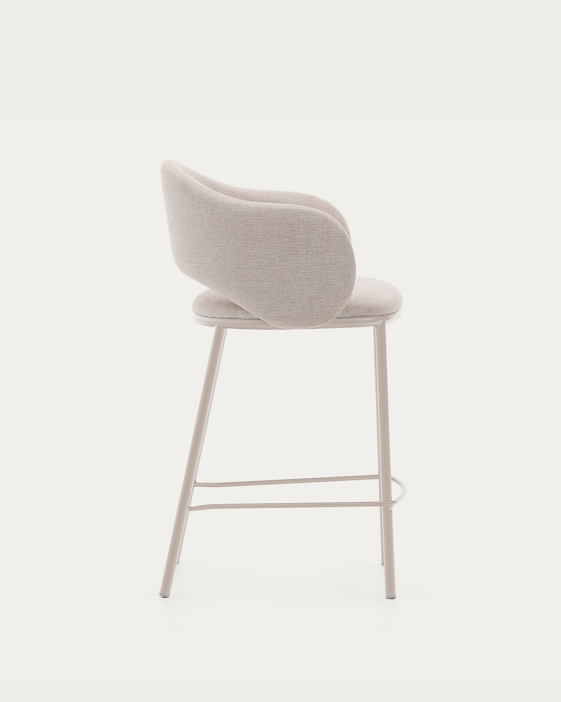 Maina stool in beige chenille and steel legs in a beige finish, FSC Mix Credit, 65 cm - Product View
