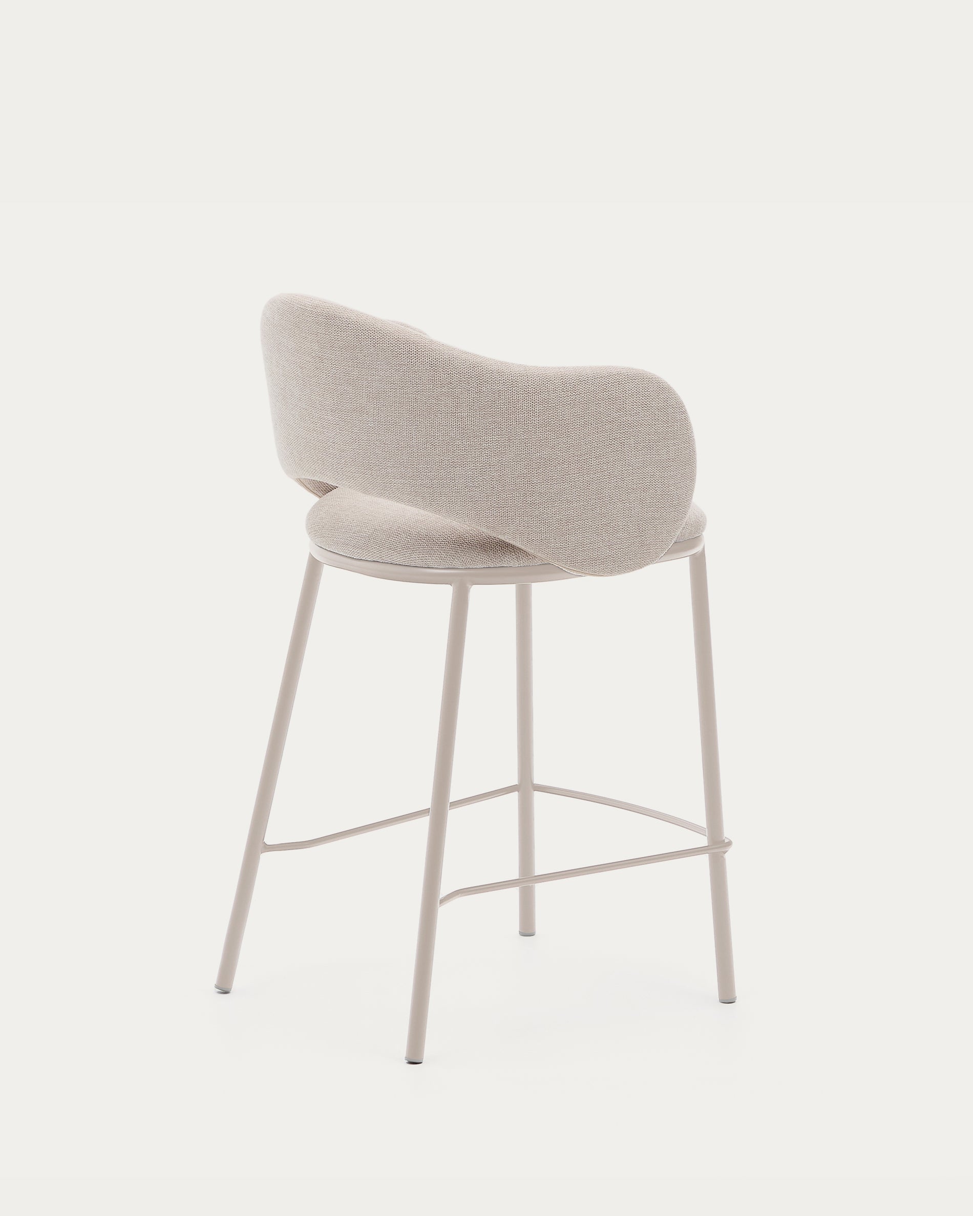 Maina stool in beige chenille and steel legs in a beige finish, FSC Mix Credit, 65 cm - Product View