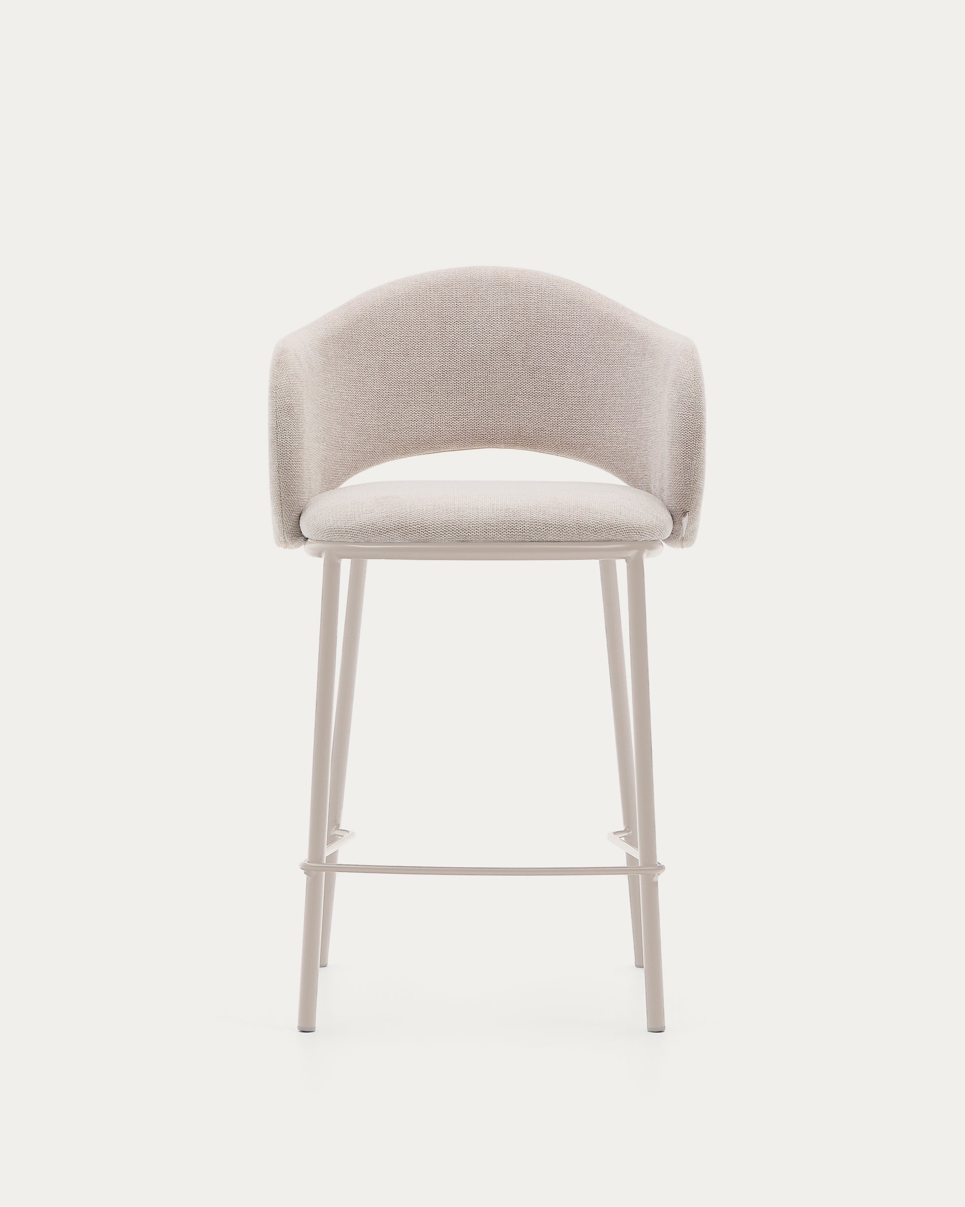 Maina stool in beige chenille and steel legs in a beige finish, FSC Mix Credit, 65 cm - Product View