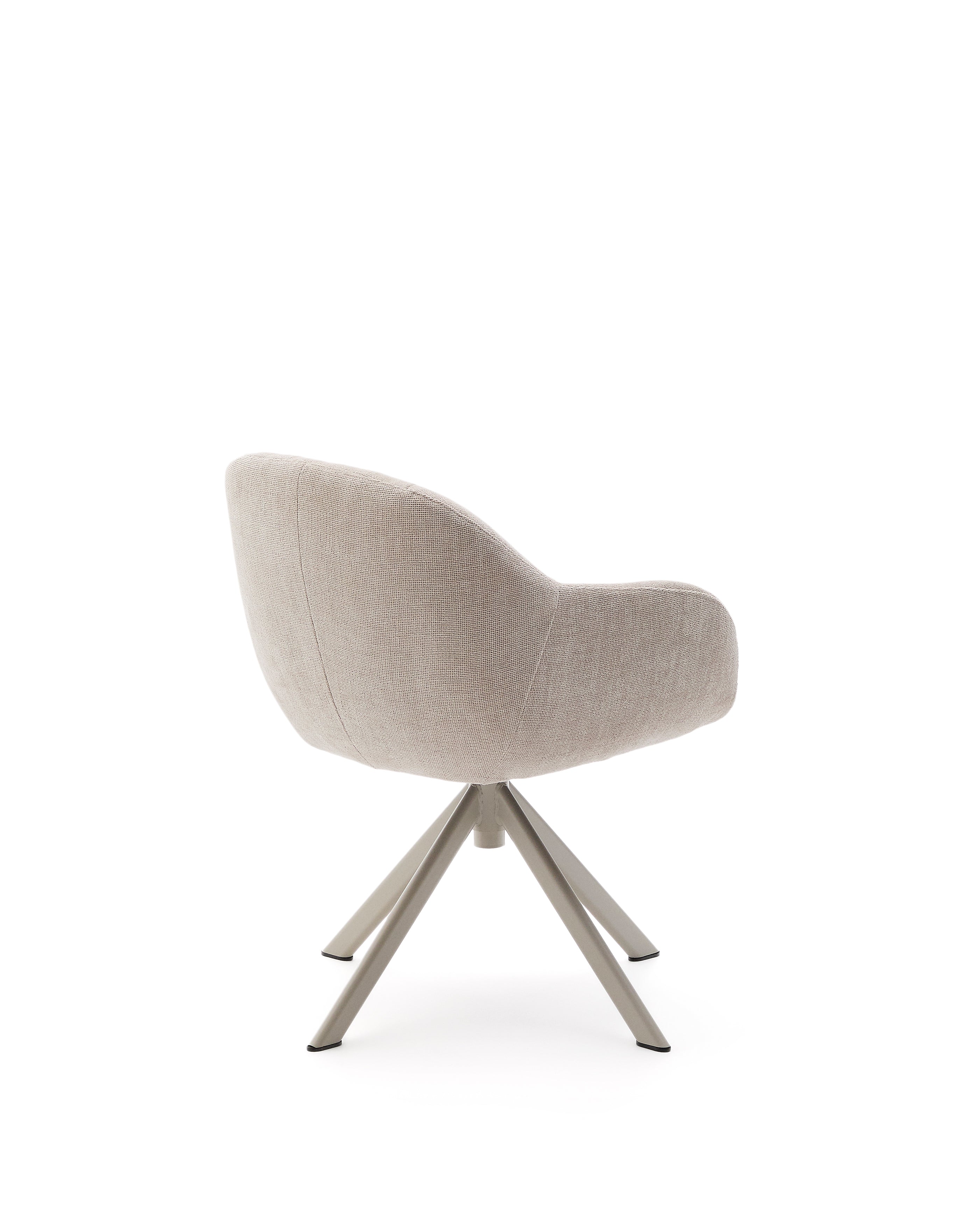 Dorina swivel chair in beige chenille and steel legs in a beige finish - Product Image