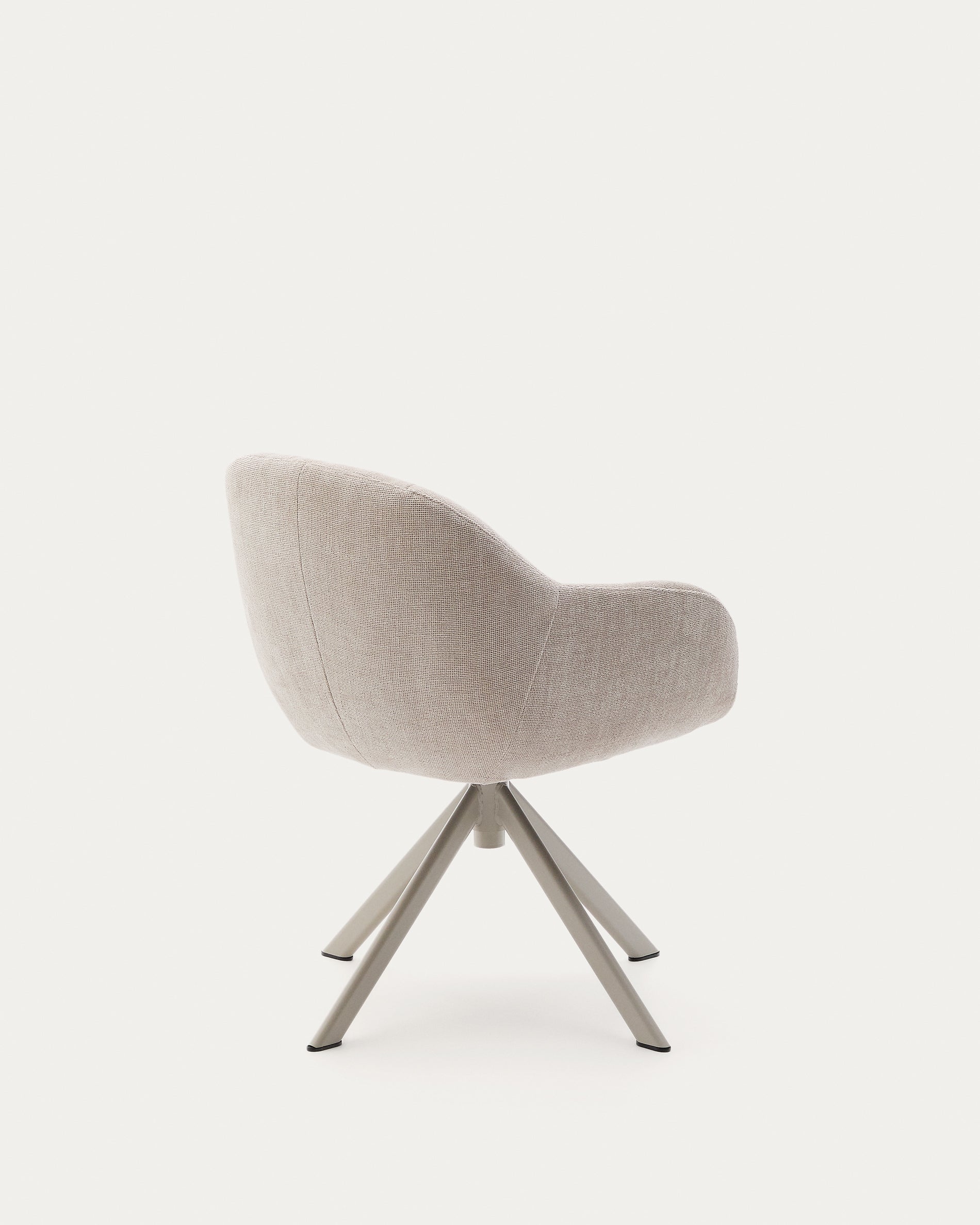 Dorina swivel chair in beige chenille and steel legs in a beige finish - Product View