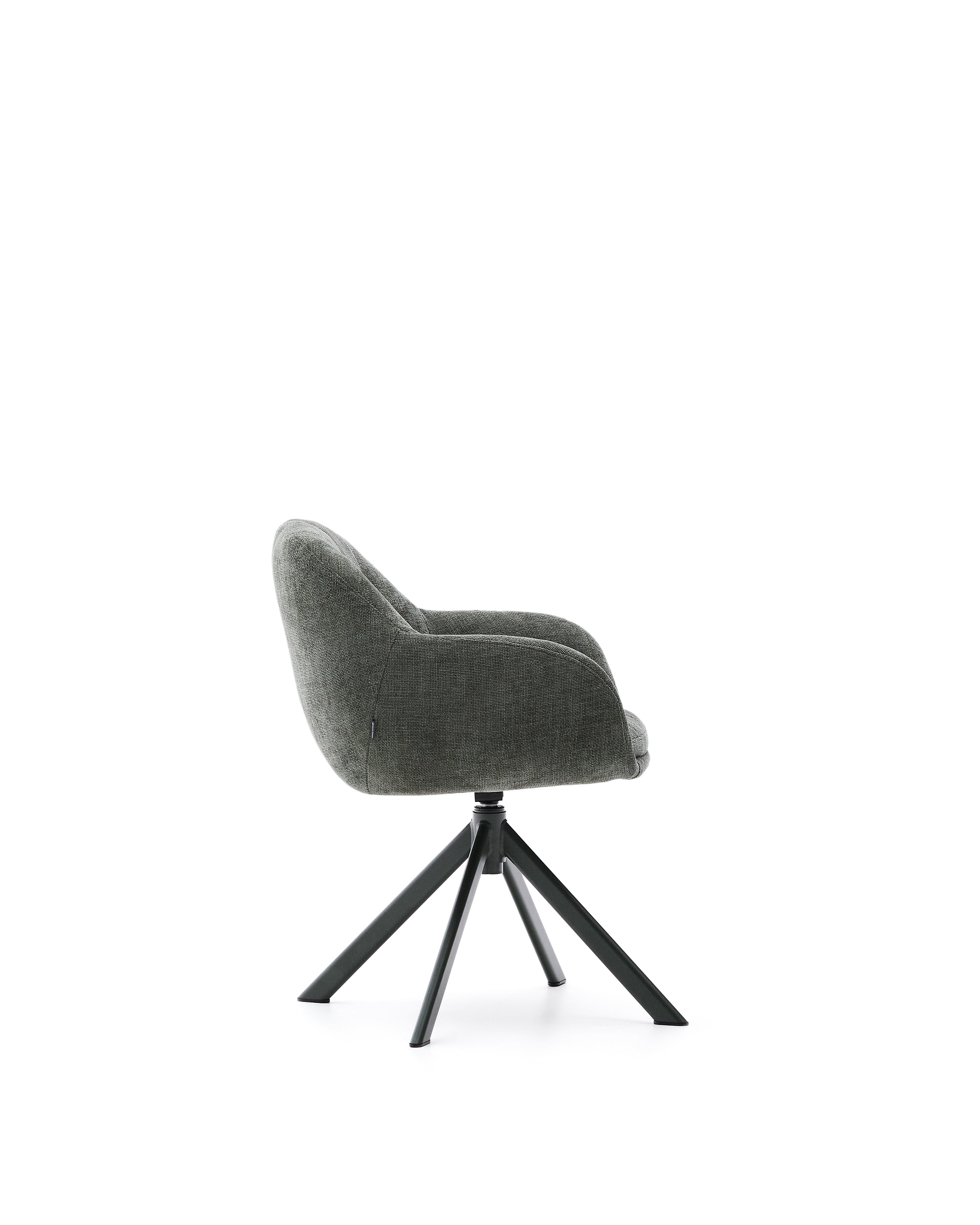 Dorina swivel chair in green chenille and steel legs in a green finish - Product Image