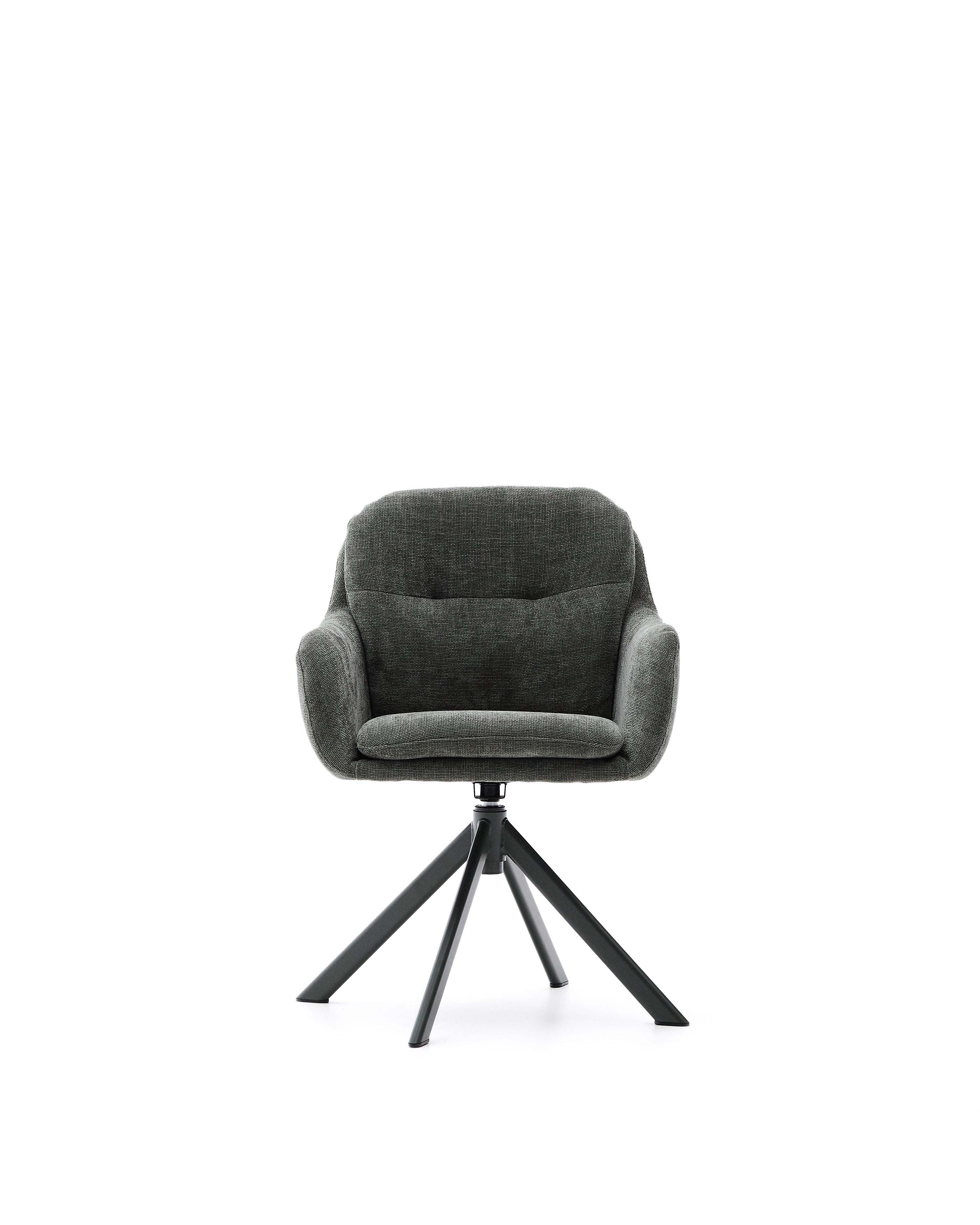 Lexa swivel chair in green chenille and steel legs in a green finish - Product Image