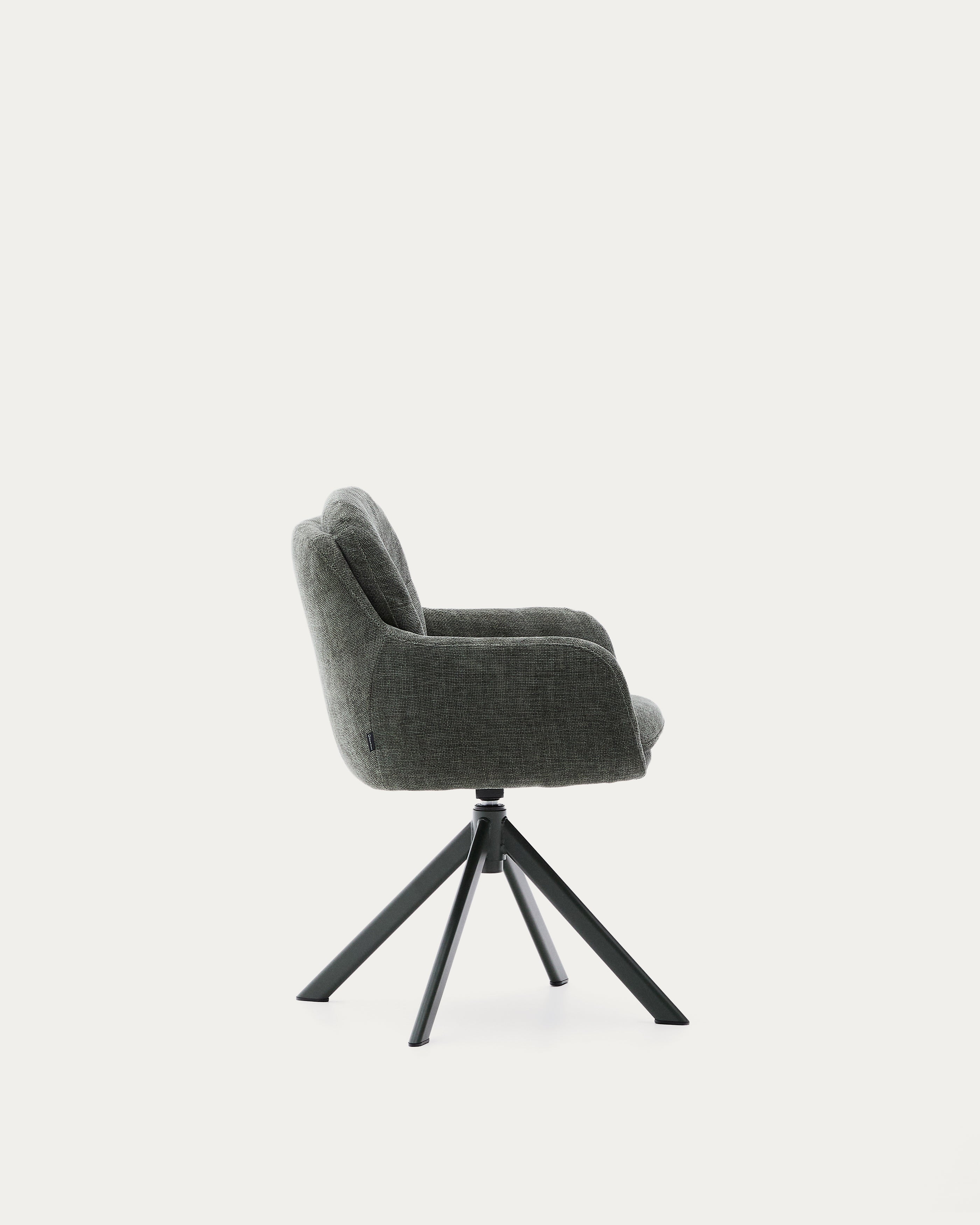 Lexa swivel chair in green chenille and steel legs in a green finish - Product View