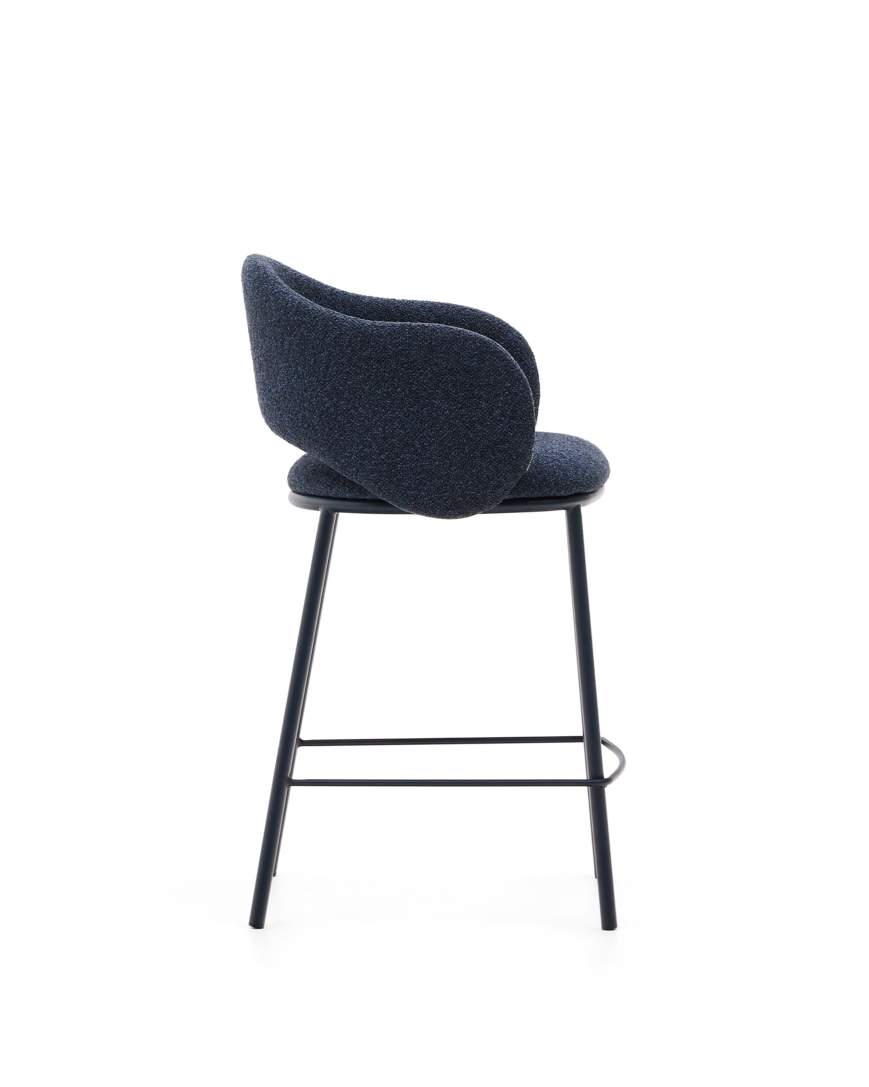 Maina stool in blue chenille and steel legs with blue finish FSC Mix Credit 65 cm - Product Image