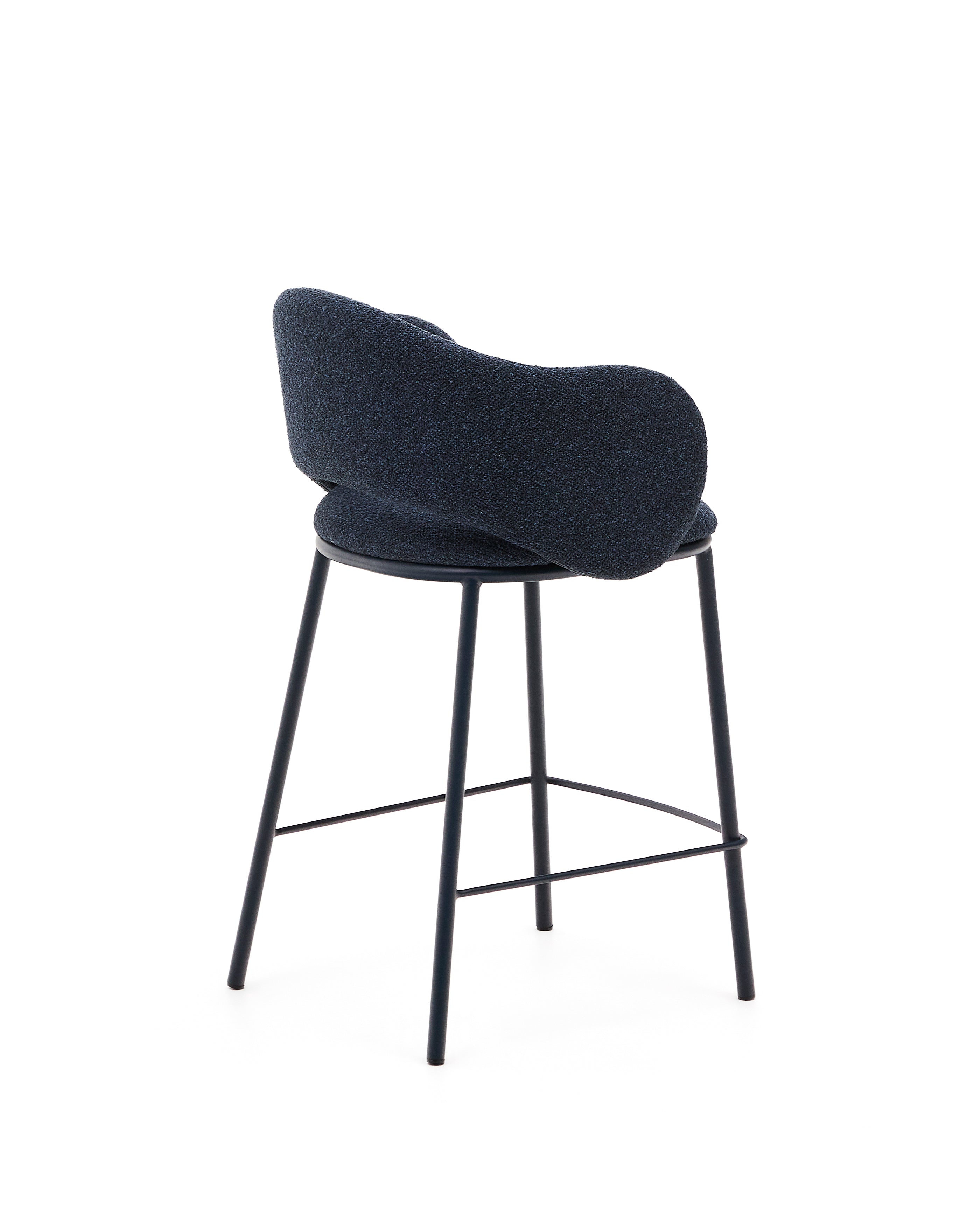 Maina stool in blue chenille and steel legs with blue finish FSC Mix Credit 65 cm - Product Image