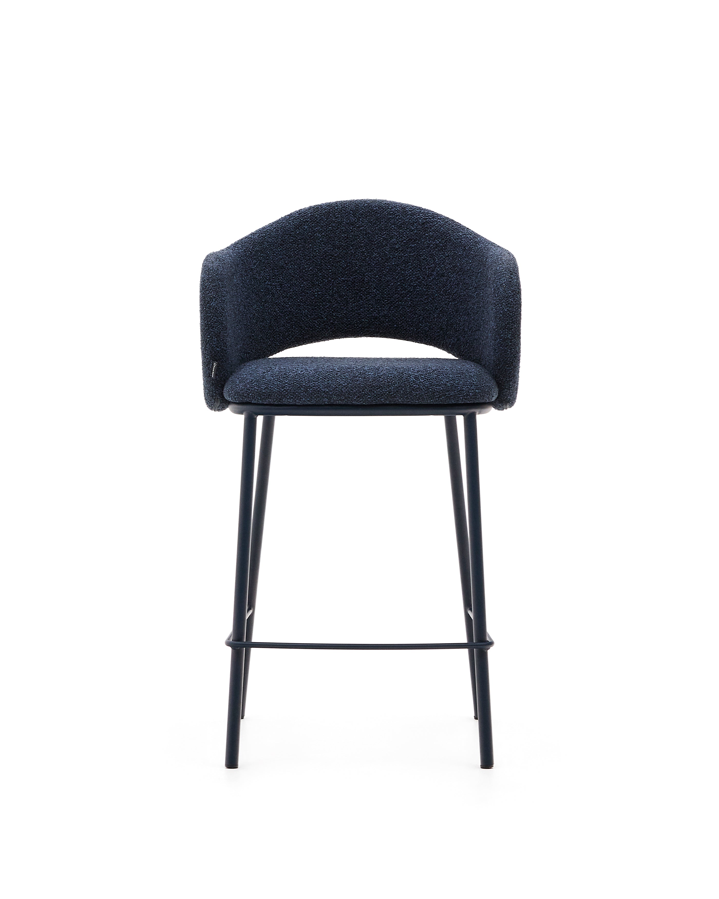 Maina stool in blue chenille and steel legs with blue finish FSC Mix Credit 65 cm - Product Image