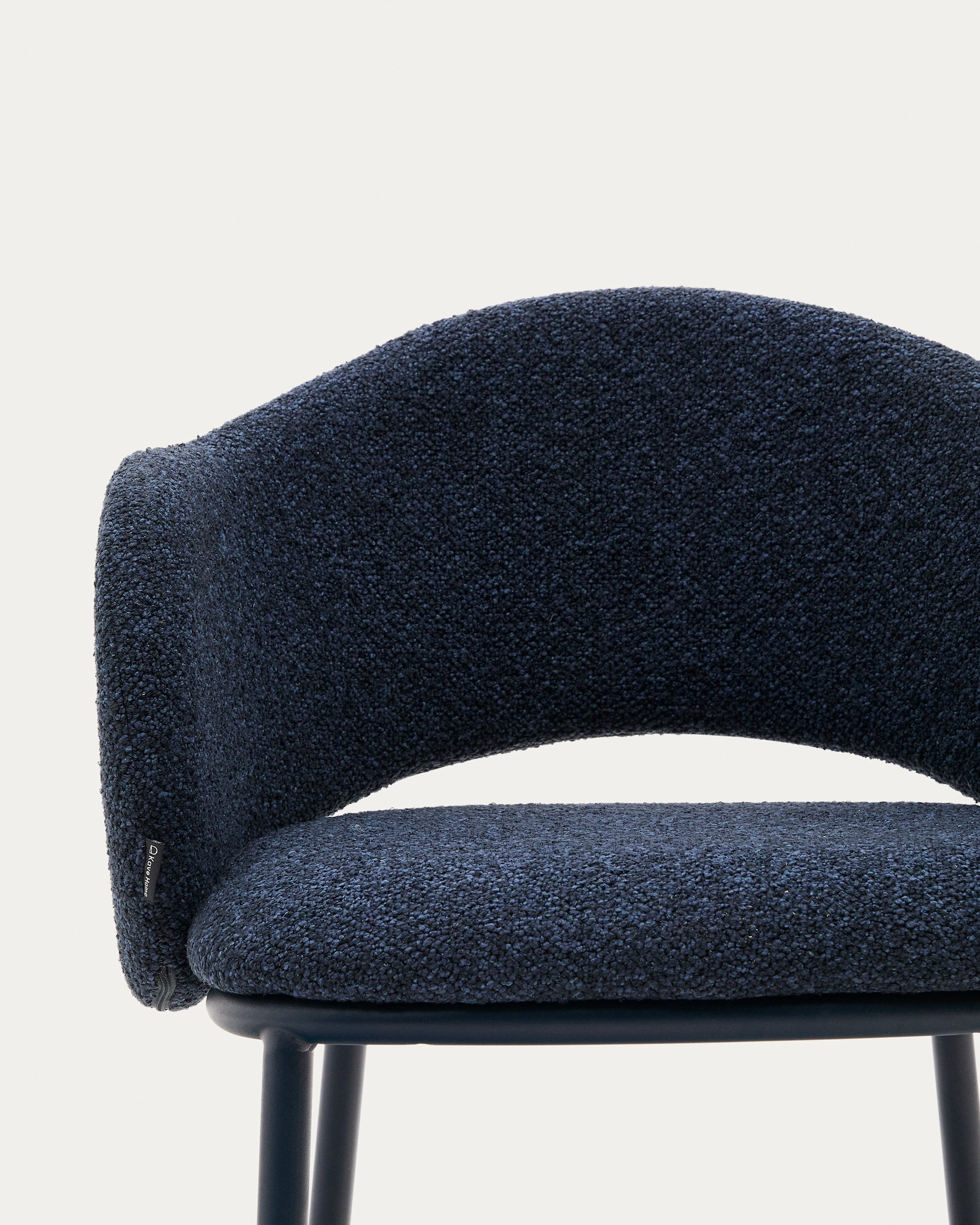 Maina stool in blue chenille and steel legs with blue finish FSC Mix Credit 65 cm - Detail