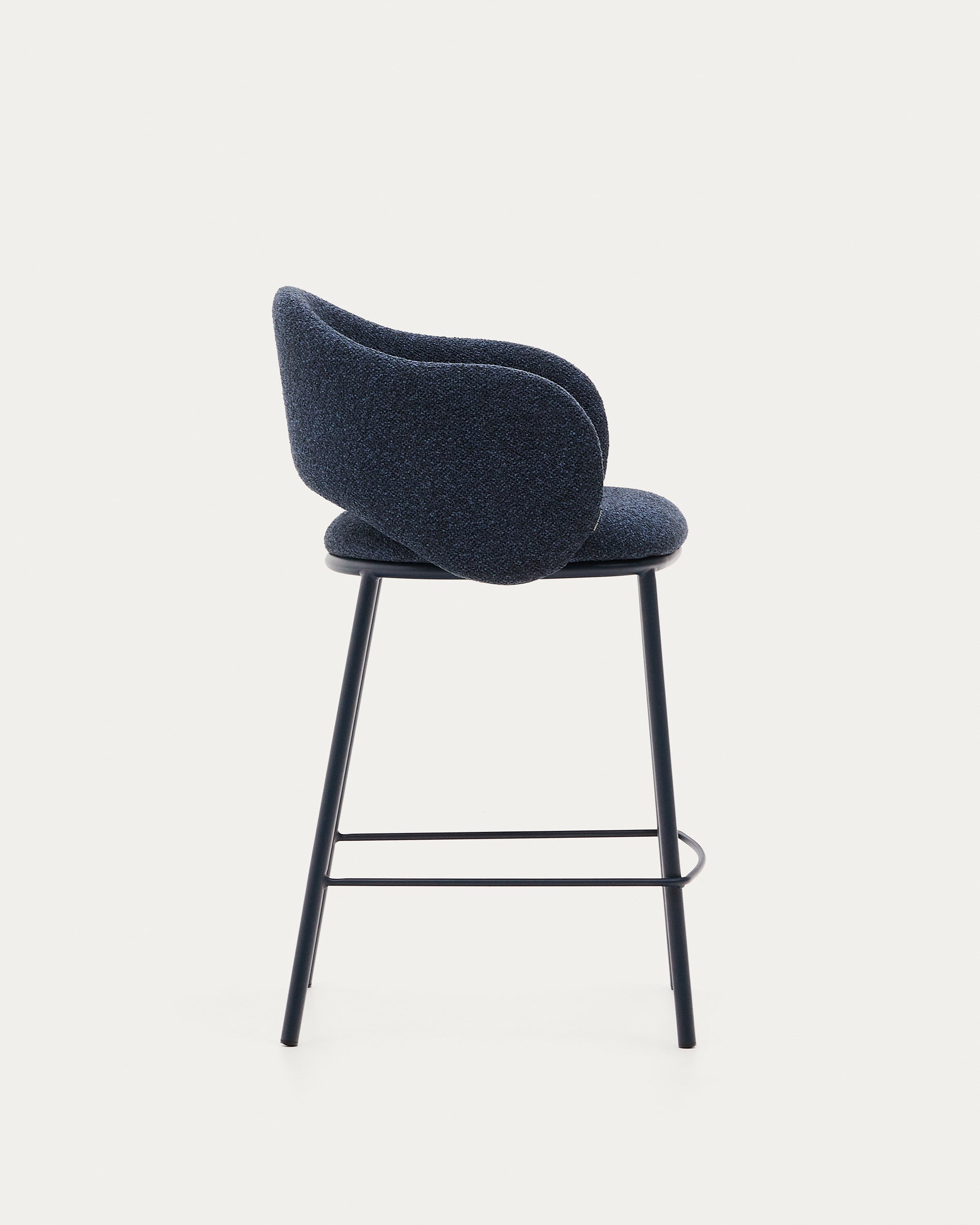 Maina stool in blue chenille and steel legs with blue finish FSC Mix Credit 65 cm - Product View