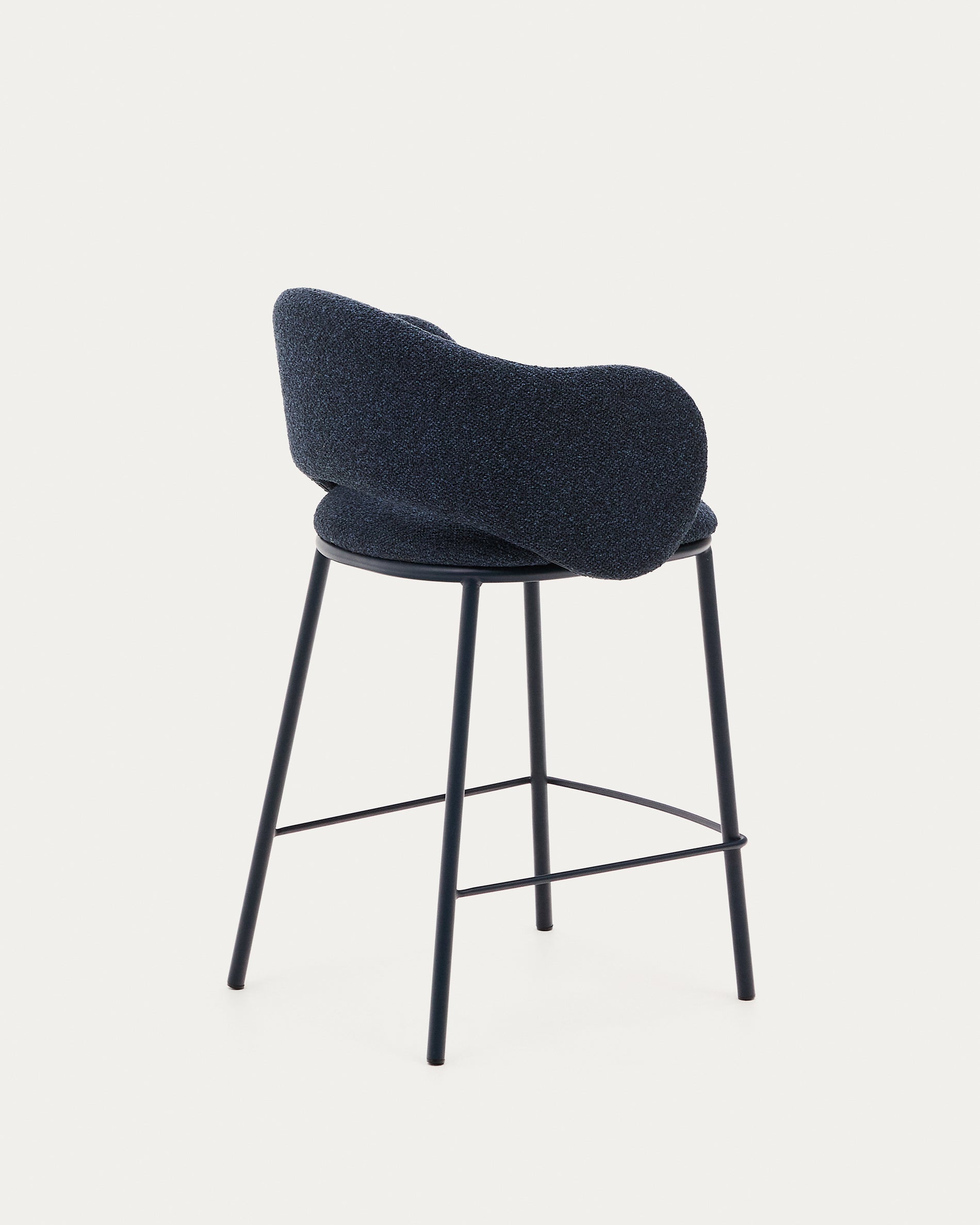 Maina stool in blue chenille and steel legs with blue finish FSC Mix Credit 65 cm - Product View