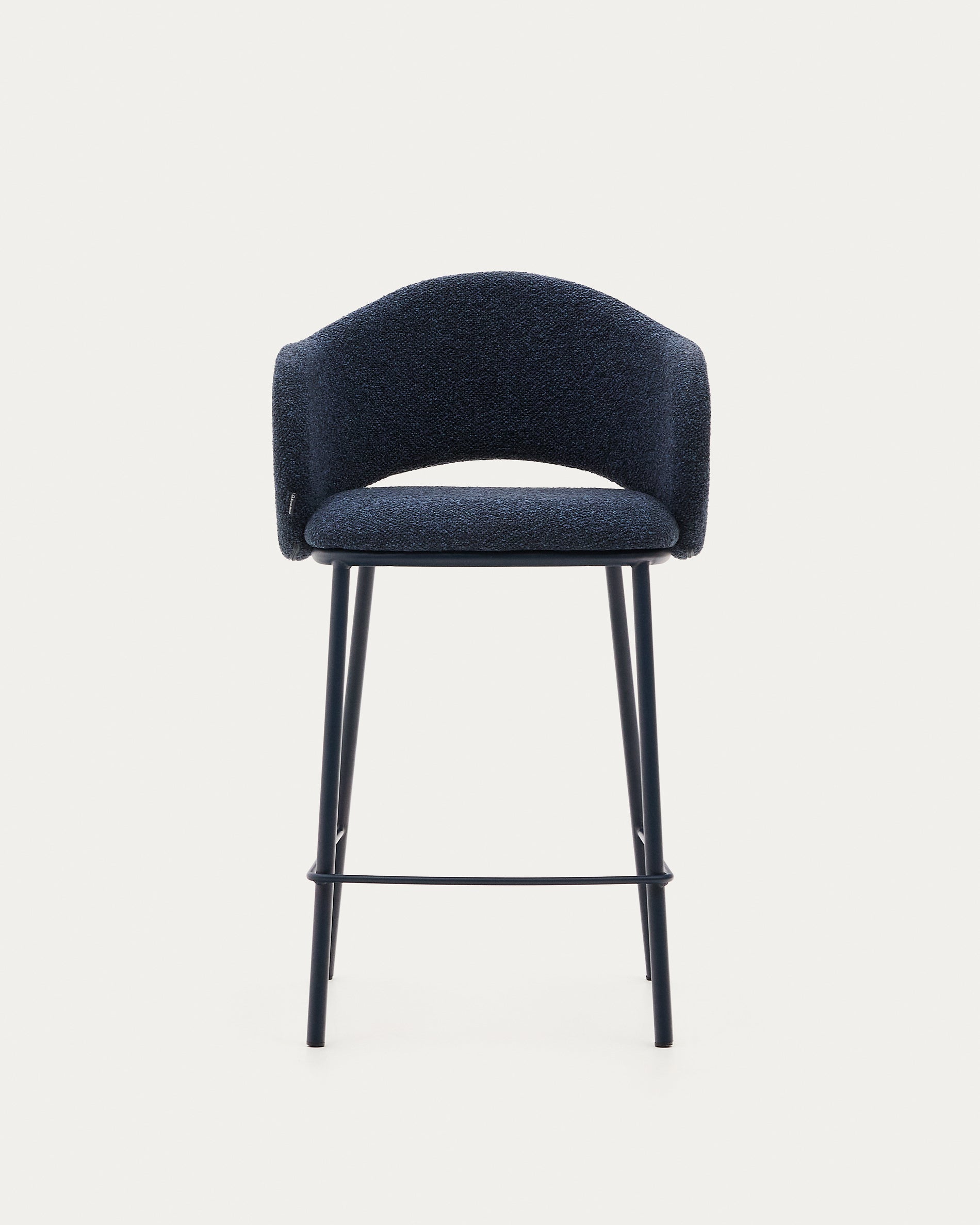 Maina stool in blue chenille and steel legs with blue finish FSC Mix Credit 65 cm - Product View