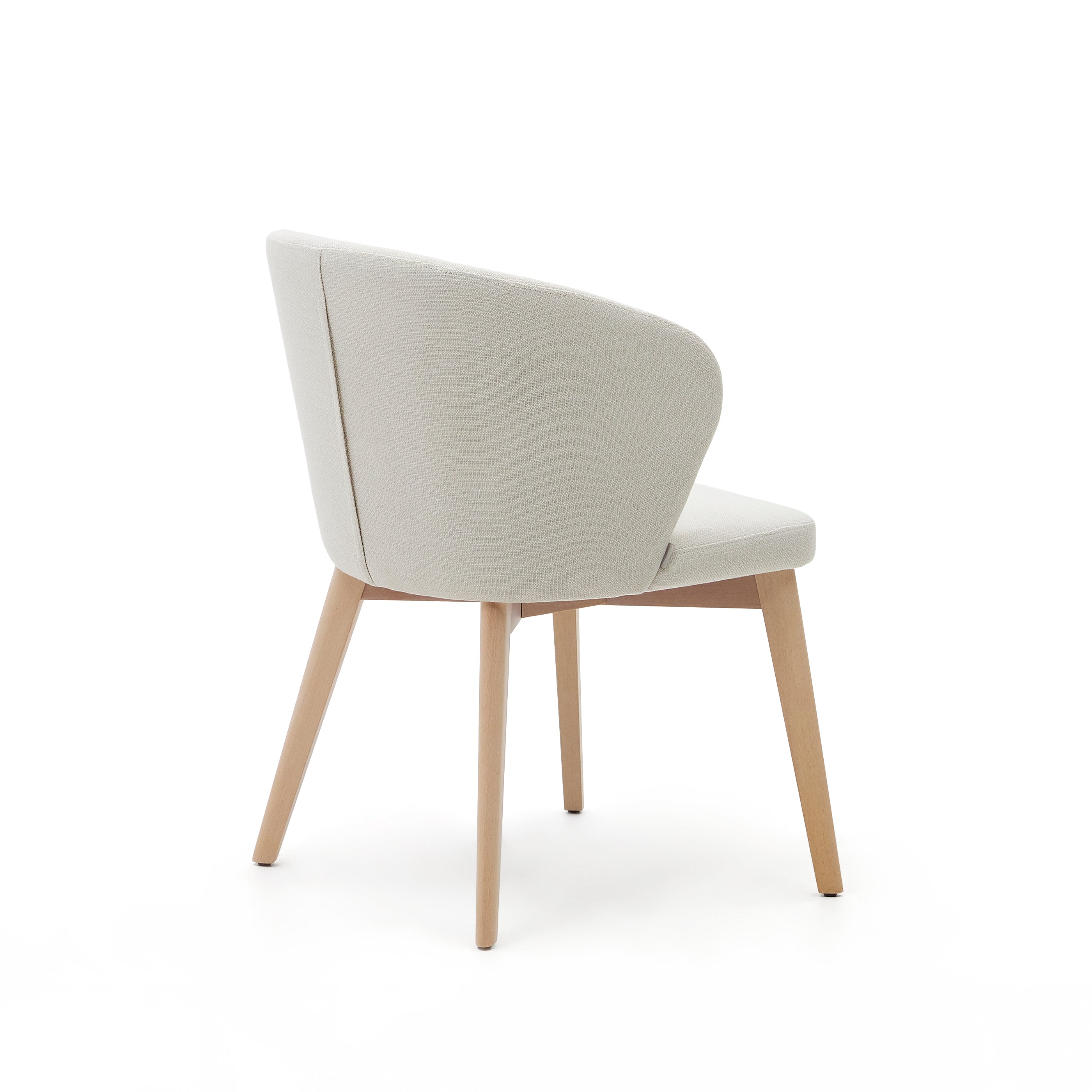 Darice chair in beige chenille and 100% FSC certified solid beech wood with a natural finish