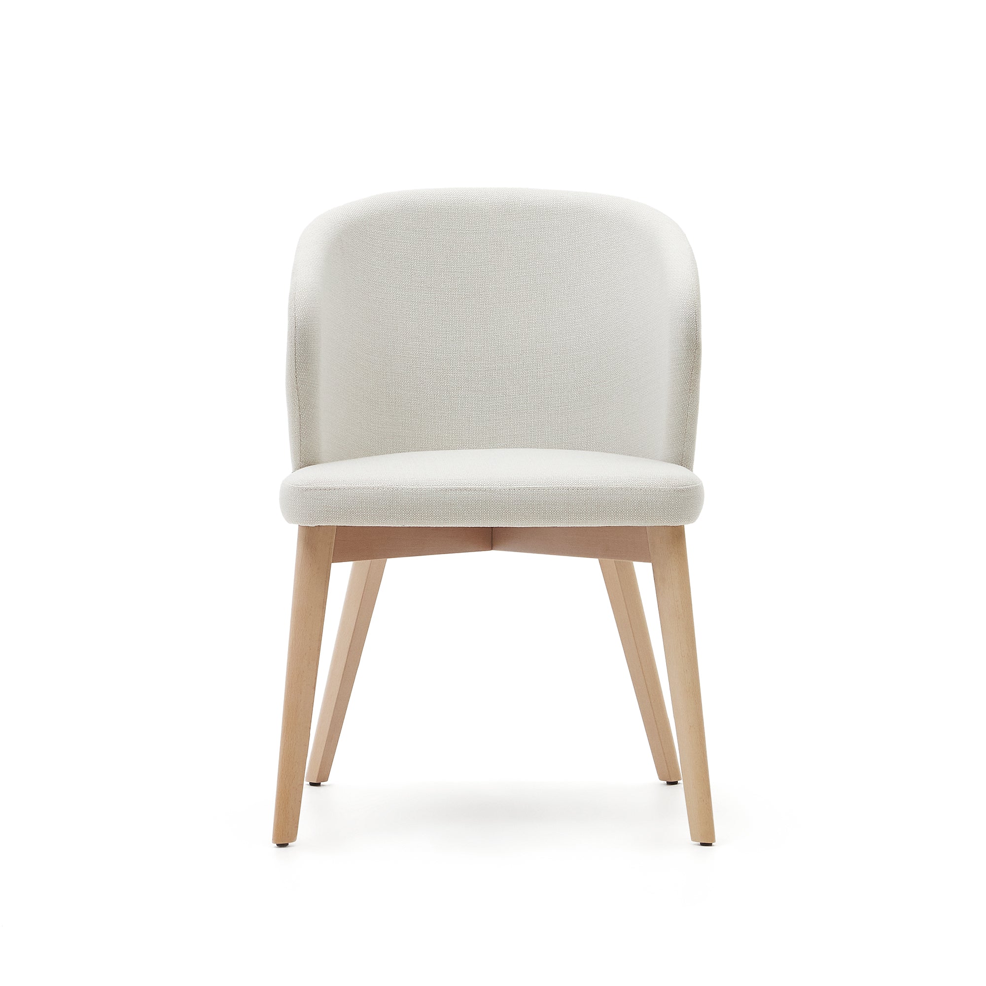 Darice chair in beige chenille and 100% FSC certified solid beech wood with a natural finish