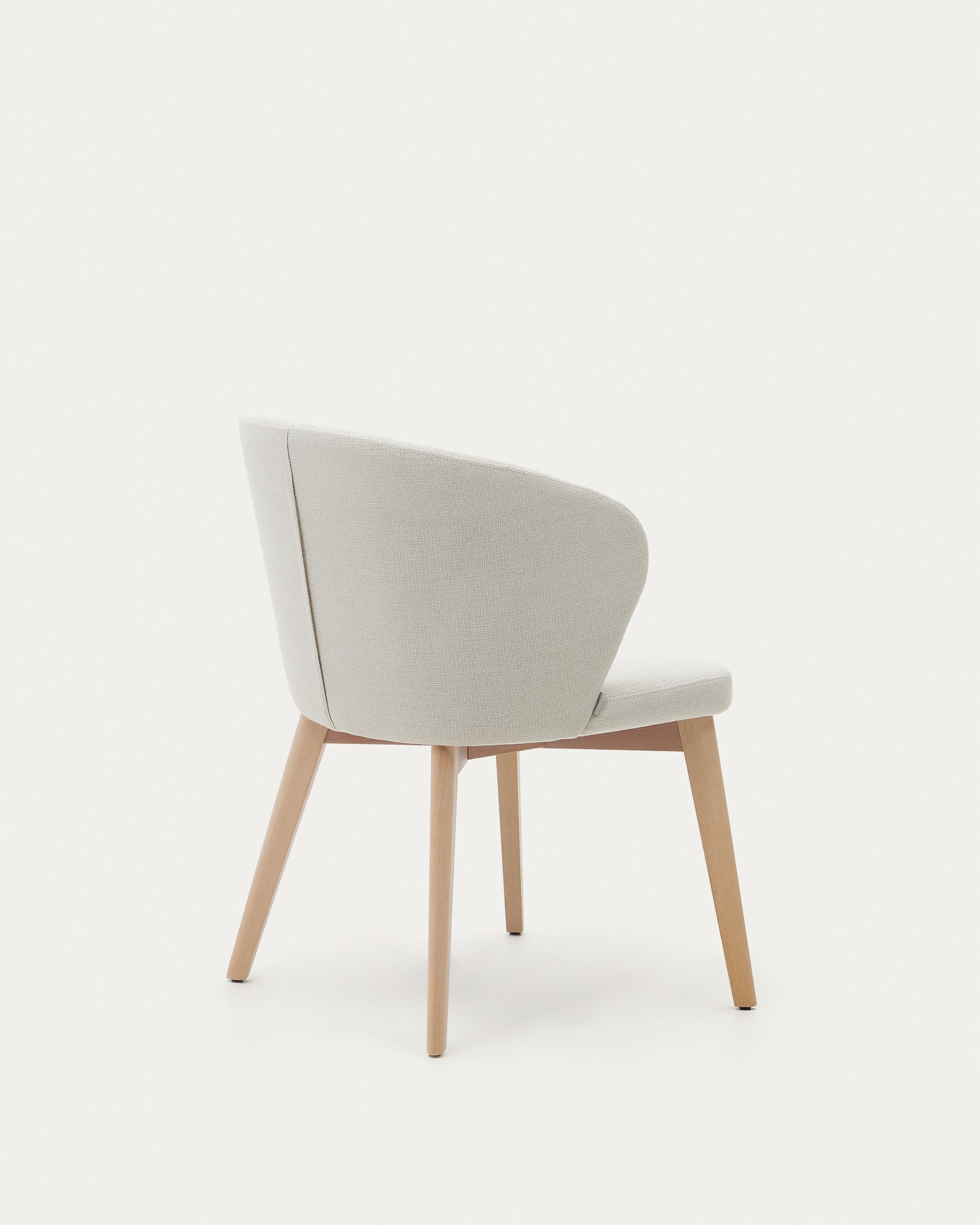 Darice chair in beige chenille and 100% FSC certified solid beech wood with a natural finish